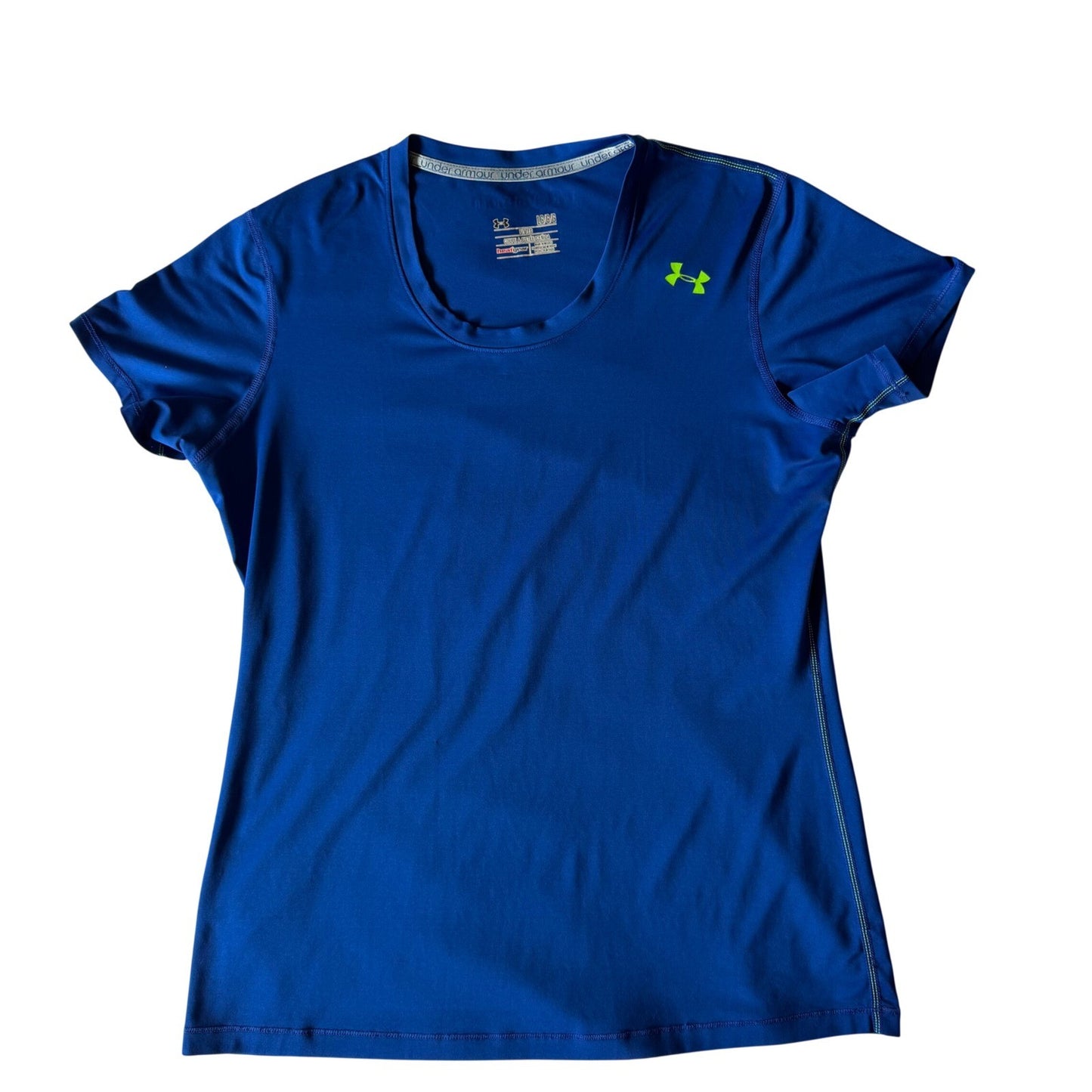 Under Armour HeatGear T-Shirt Royal Blue Fitted Short Sleeve Athletic Women LG