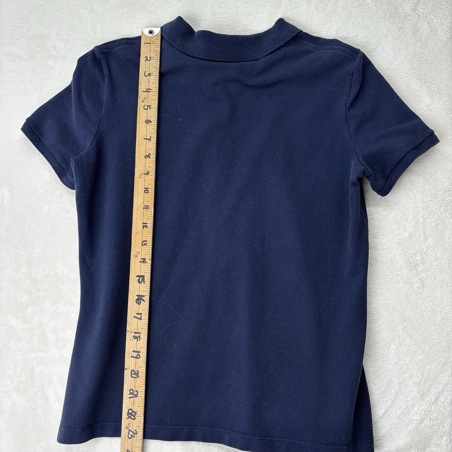 Lacoste Slim Fit Women’s Polo Shirt Navy Blue Size 42 Short Sleeve Classic Croc