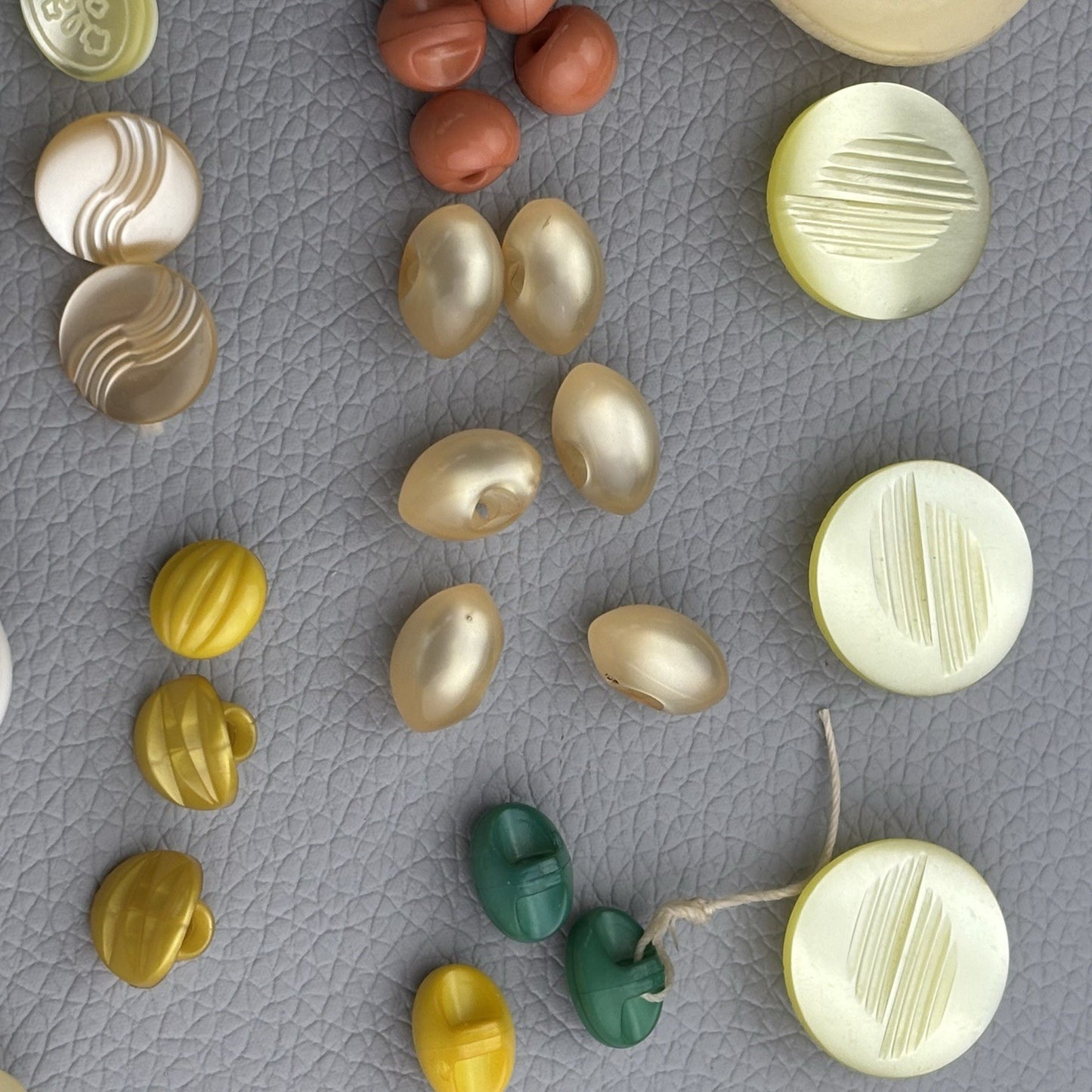 Vintage Button Lot 1940s–1970s Retro Orange Yellow Black Cream Mix 52 Piece Lot