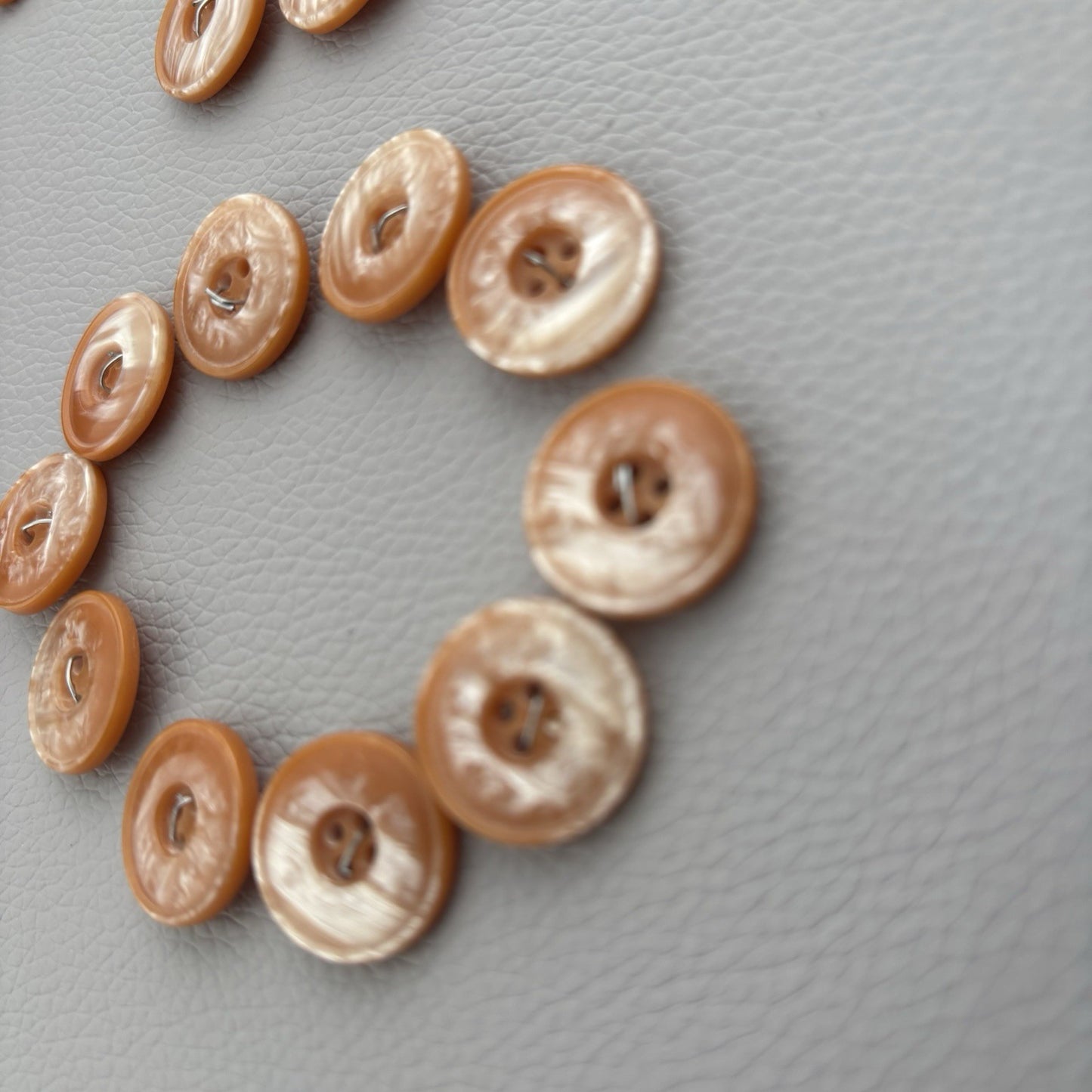 Caramel Pearl-Finish Button Lot | 20pcs Metal Shank Retro Sewing Buttons
