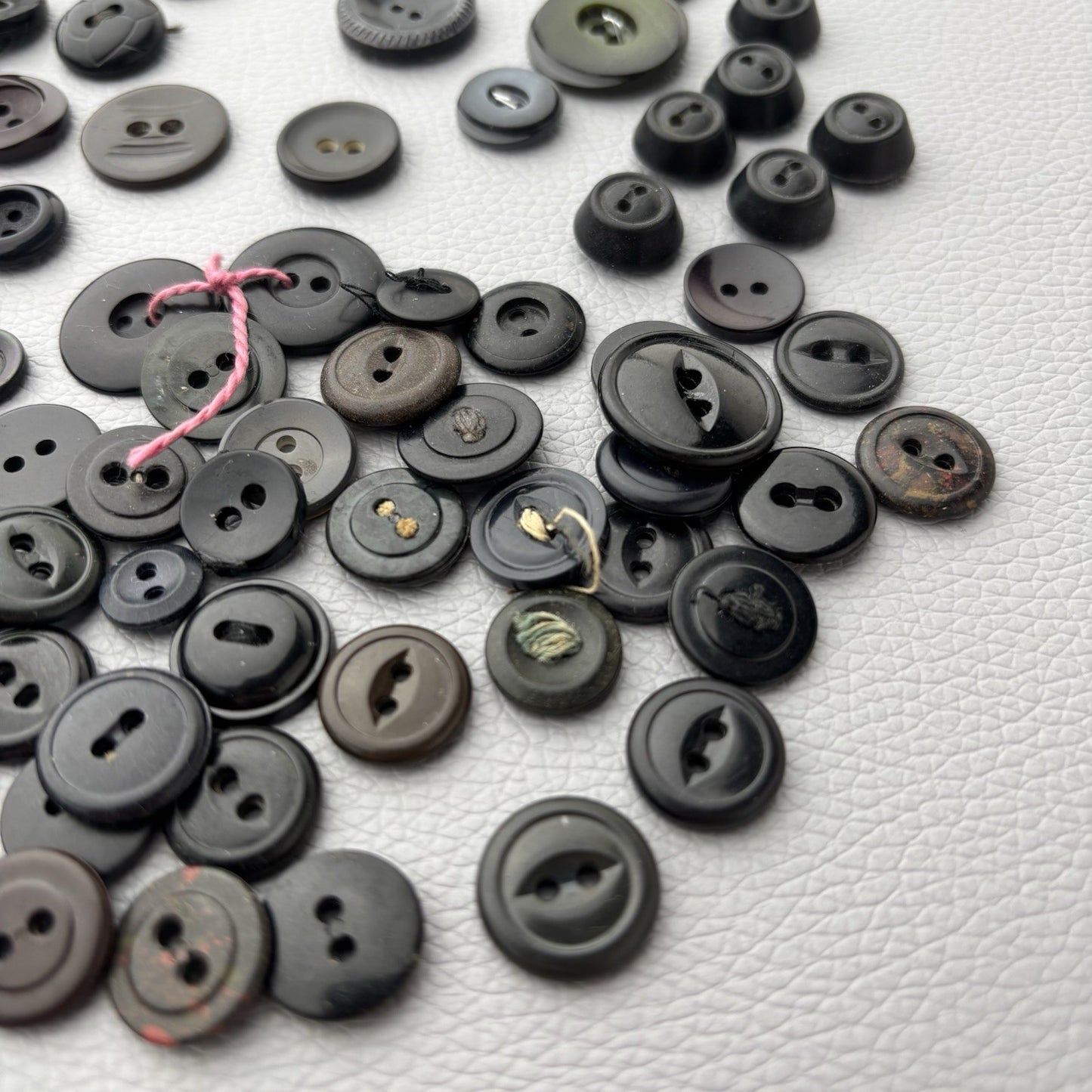 Lot of 100+ Vintage Black Buttons Mixed Styles Sizes Sewing Craft Supply
