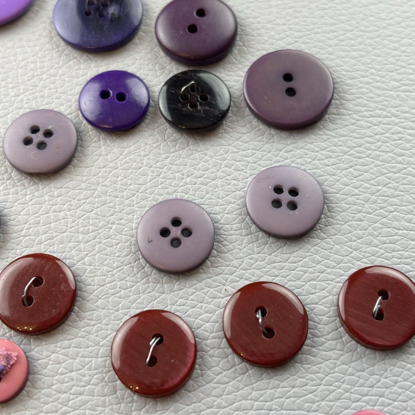 Vintage + New Purple Two Hole + Four Hole Round Button Lot 67 Pieces Sew Crafts