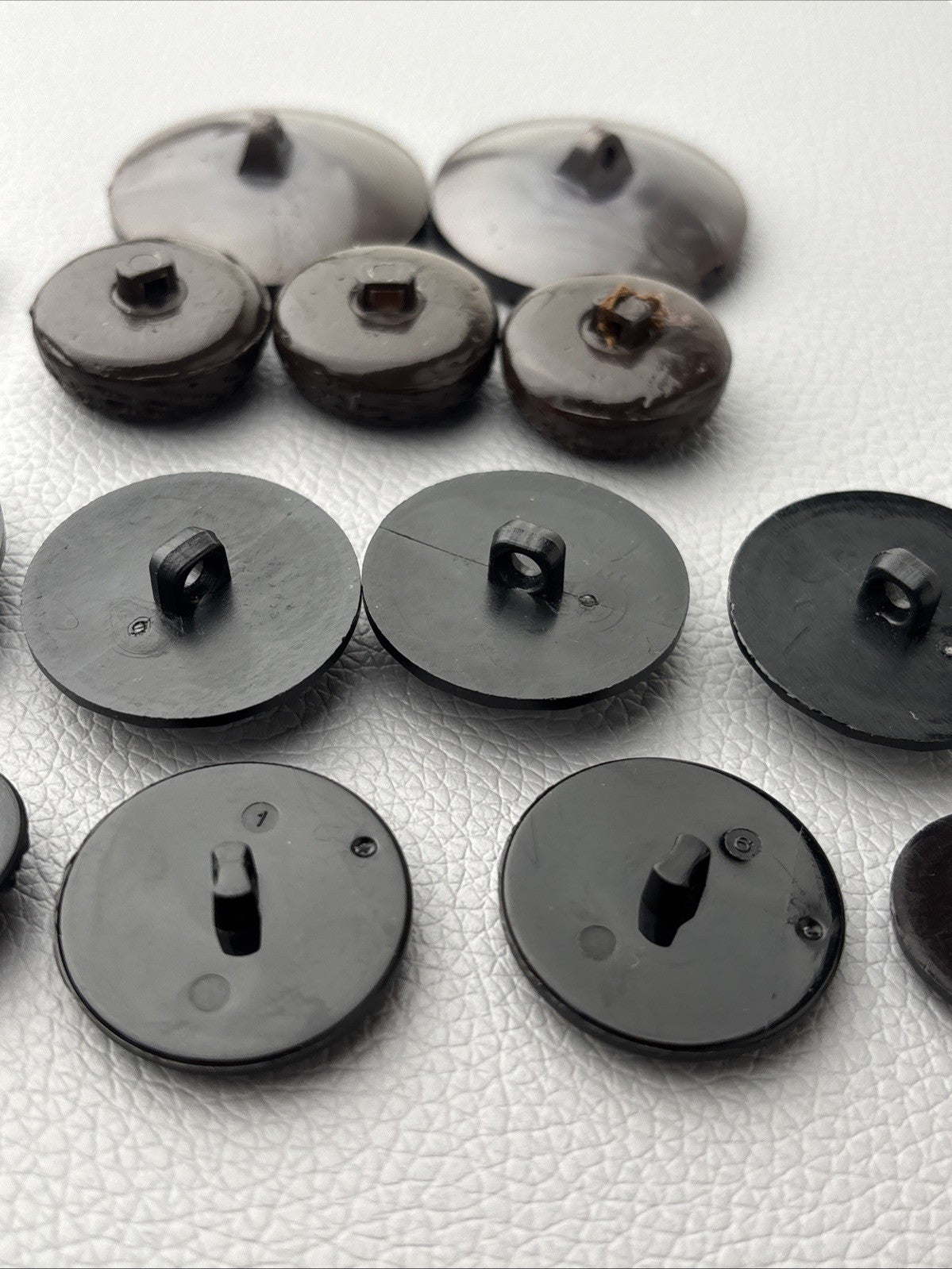 Vintage Black & Brown Button Lot Mixed Textured Carved Resin & Glass Look Design