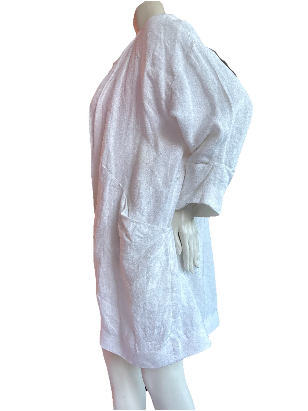 Vintage White Linen Jacket Portfolio Louben Women’s Sz 12 Quiet Luxury Coatigan