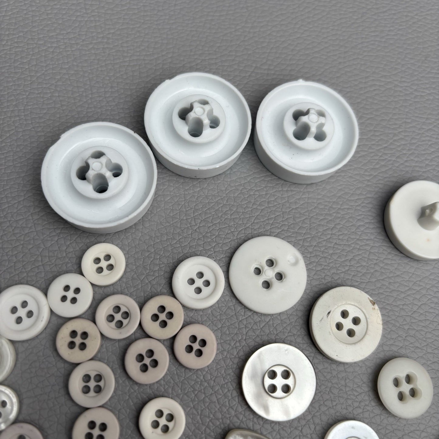Vintage White & Ivory Button Lot (80pcs) – Casein, Shell, and Early Plastic Mix