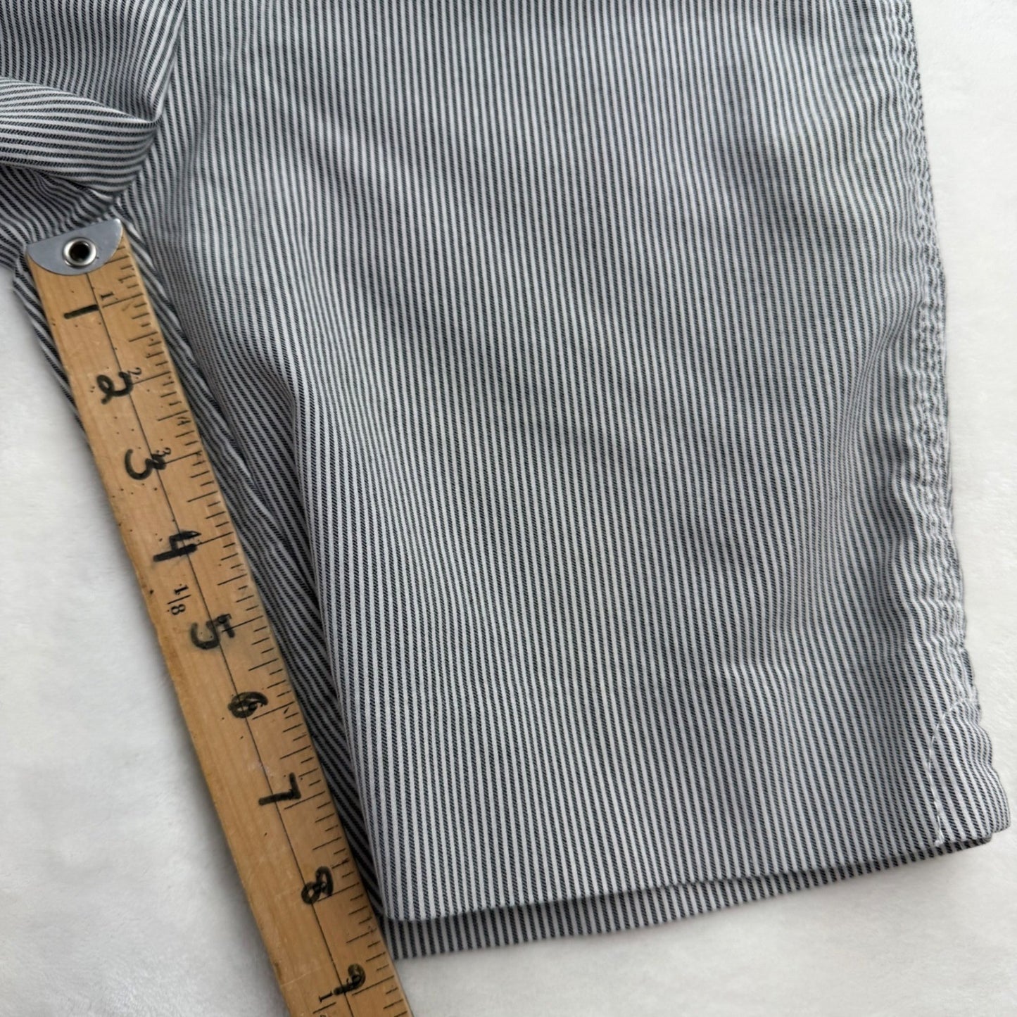 Hilary Radley Black White Pinstripe Pull On Shorts Stretch Size 10 Nautical Prep