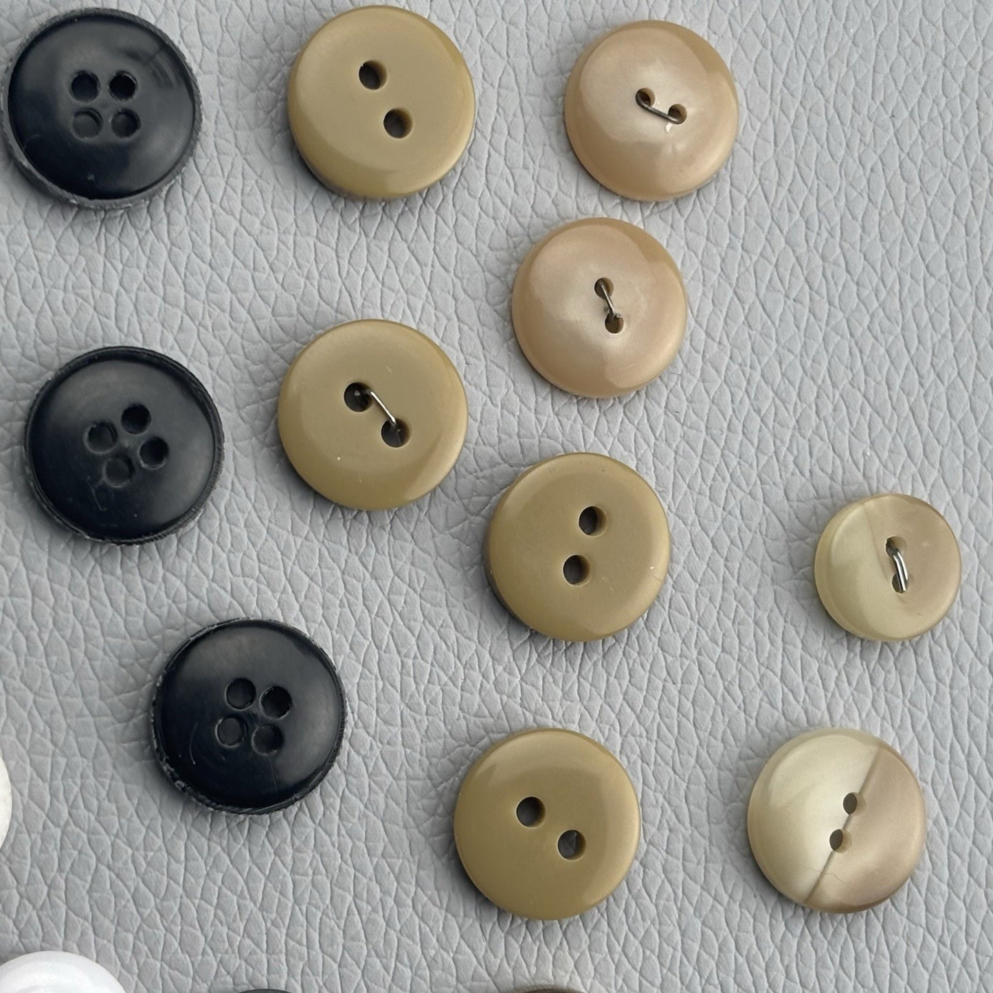 Vintage Button Lot Neutral Mix 50pcs | Shell, Casein, Plastic, Carved & Novelty