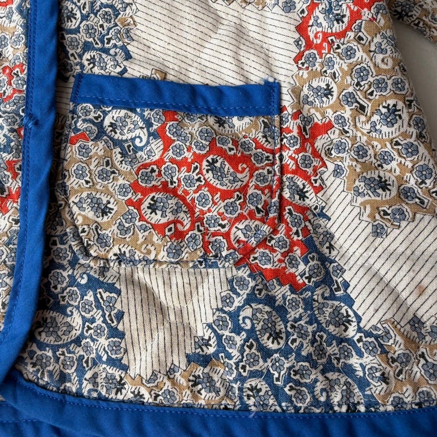 Vintage Handmade Jacket Quilted Paisley Patchwork Mandarin Collar Boho Kids 4T