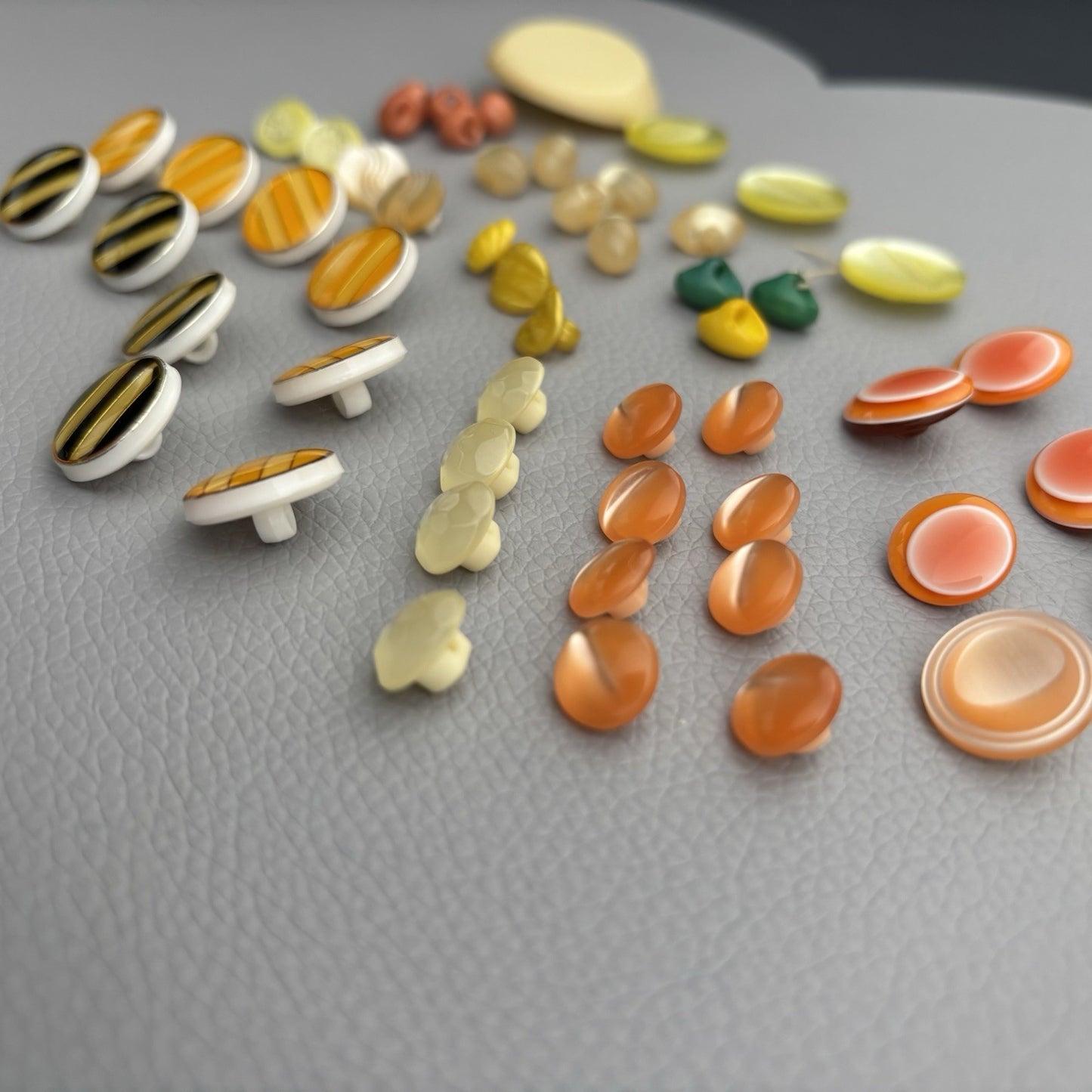 Vintage Button Lot 1940s–1970s Retro Orange Yellow Black Cream Mix 52 Piece Lot