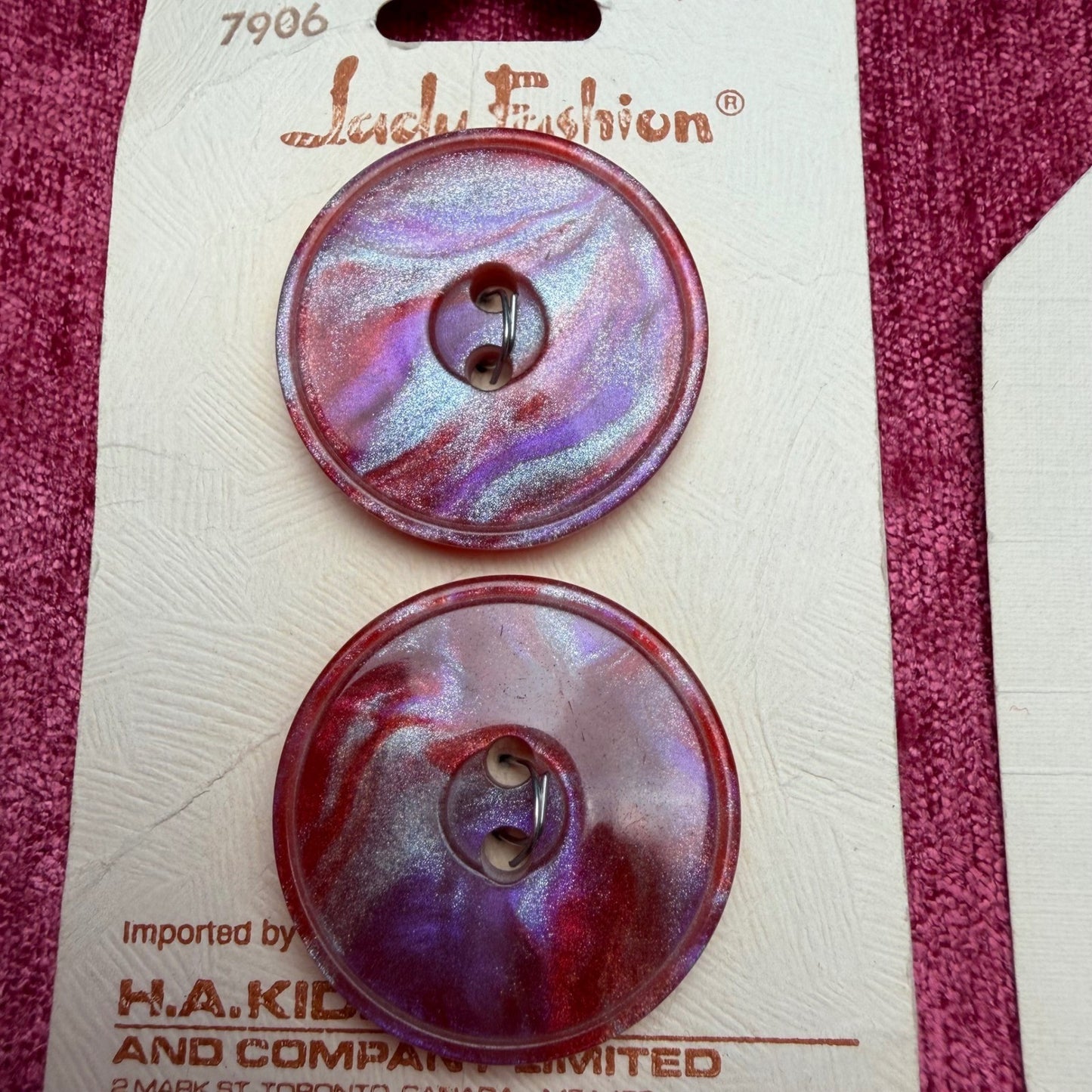 Lady Fashion Vintage Buttons 6 Cards Marbled Pearlescent Retro Sewing Notions
