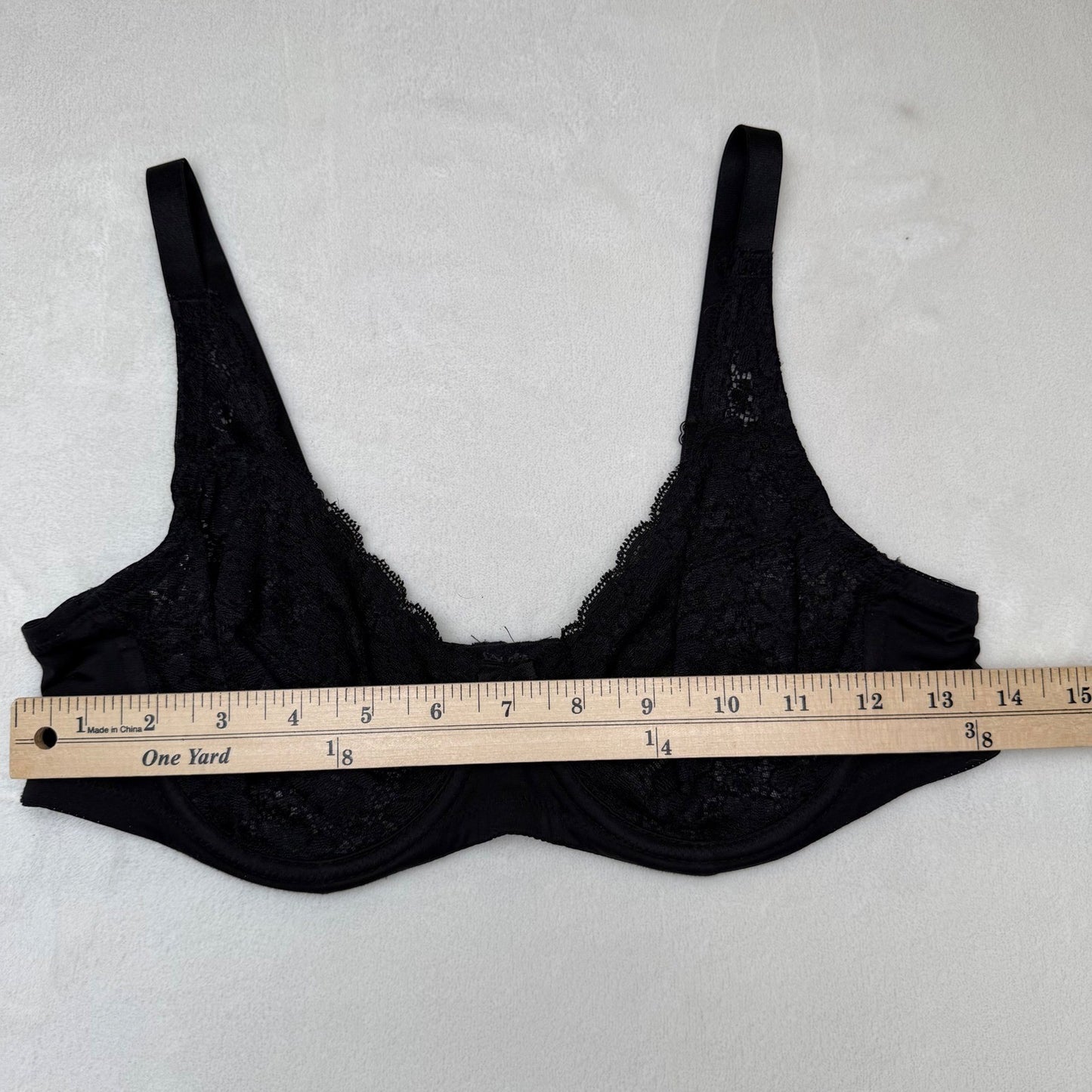 Jones New York Black Bra Floral Lace Underwire Sheer Romantic Goth Lingerie 34B