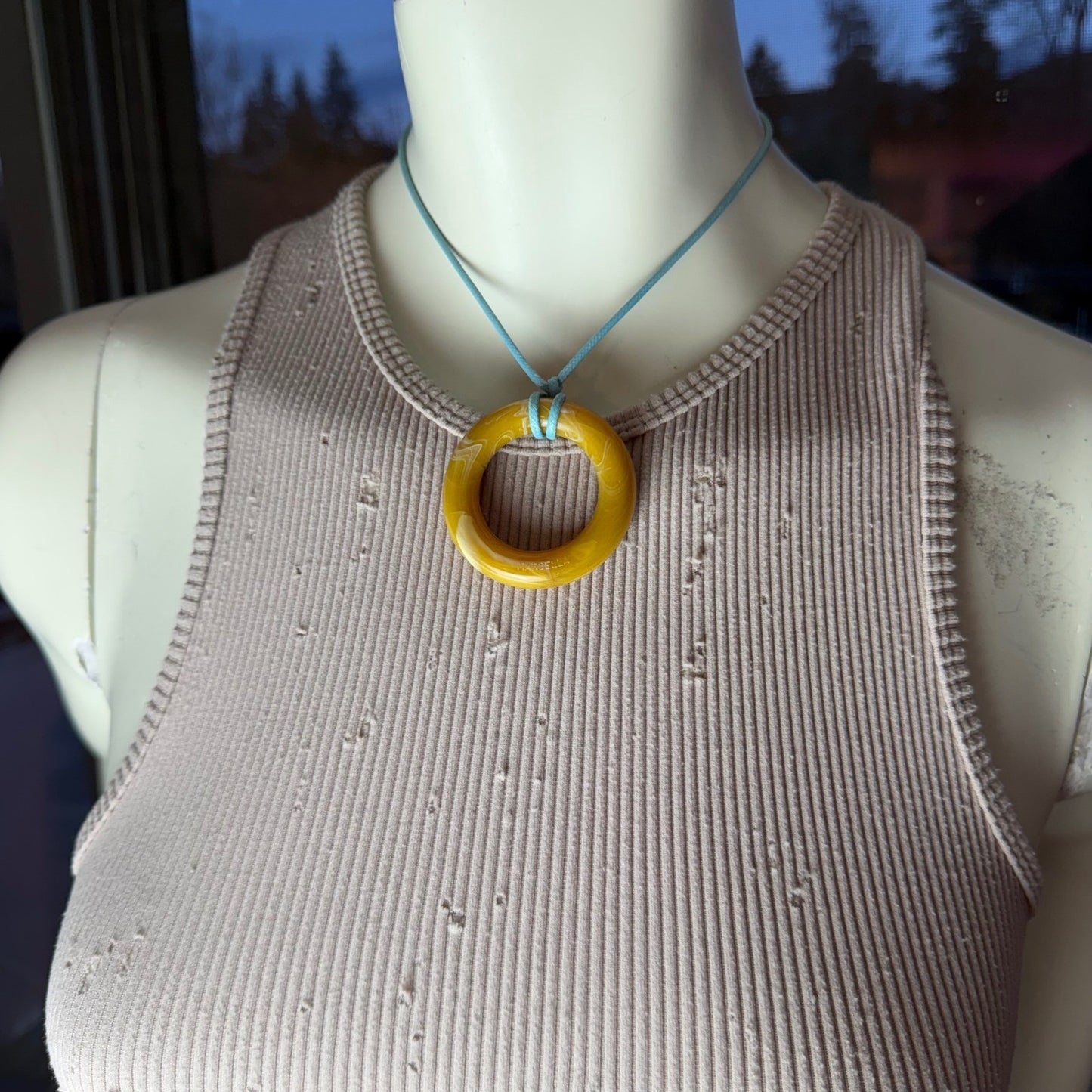 Vintage Handmade Slip + Distressed Ribbed Crop Top - Statement Necklace 3Pc Set