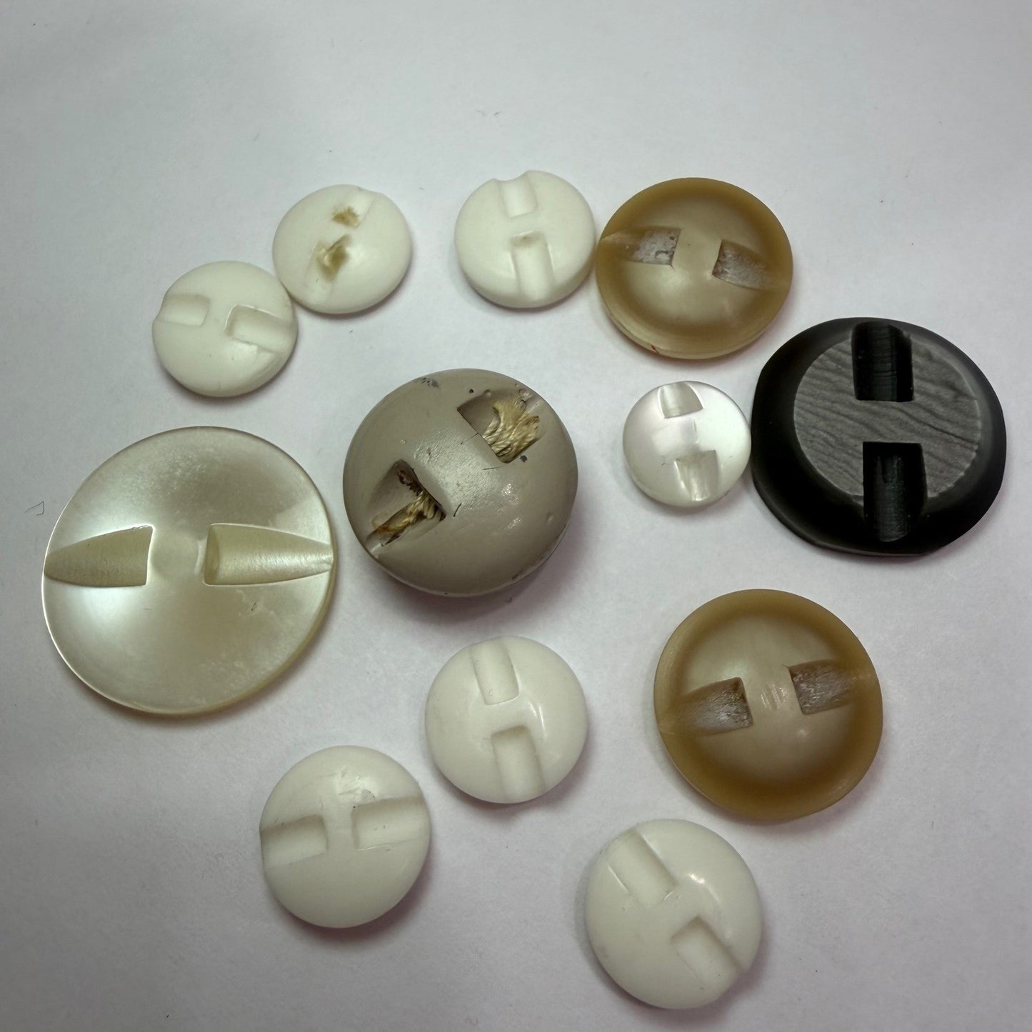 Vintage Button Lot Neutral Tones Shank Buttons Coat Replacement Sewing Supplies