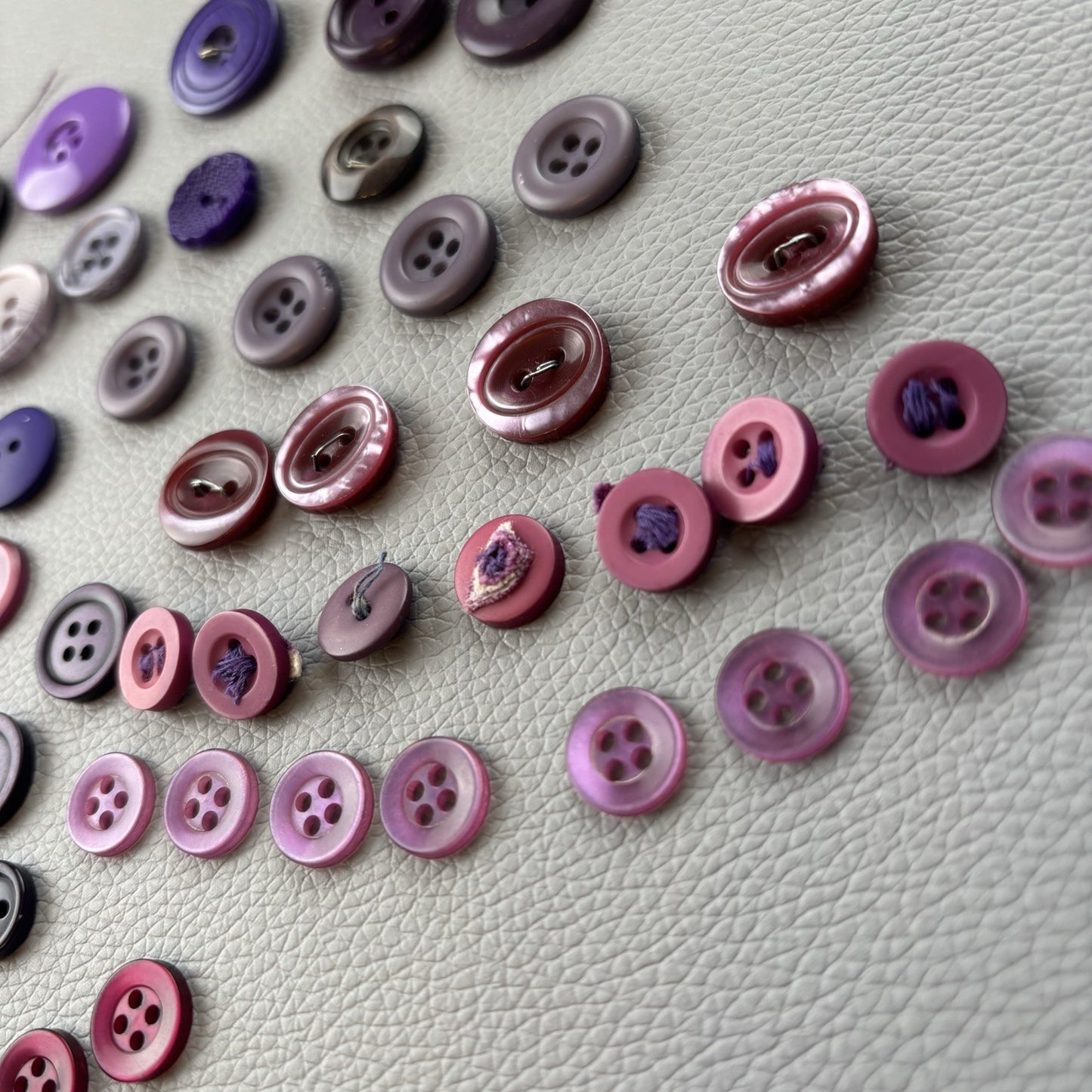 Vintage + New Purple Two Hole + Four Hole Round Button Lot 67 Pieces Sew Crafts
