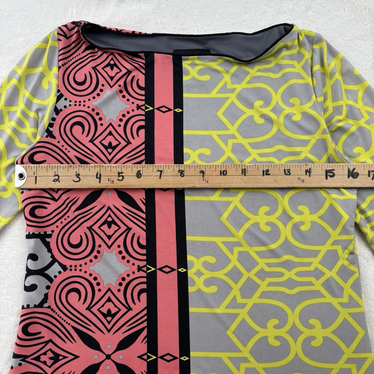 Analili Bodycon Dress -Geometric Mod Print - Long Sleeve Medium – Y2K Retro Bold