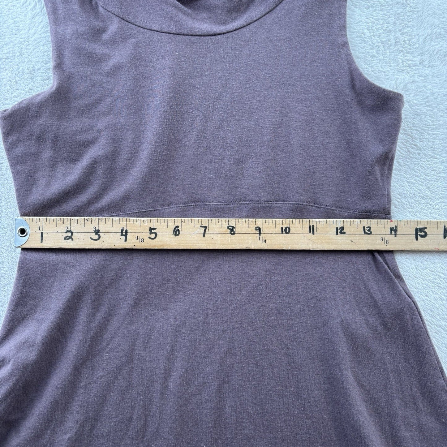 FIG Women’s Sleeveless Cowl Neck A-Line Dress Brown Medium Minimalist Travelcore