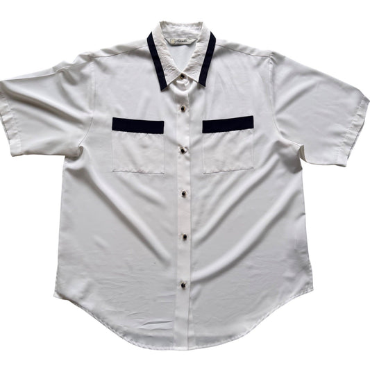 Vintage Antonella Short Sleeve Blouse Preppy Old Money Light Academia Sz 13/14