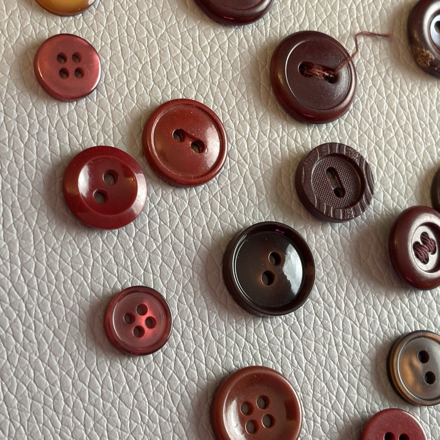 Vintage + New Burgundy And Red  Button Lot. Two Hole + Four Hole Plastic