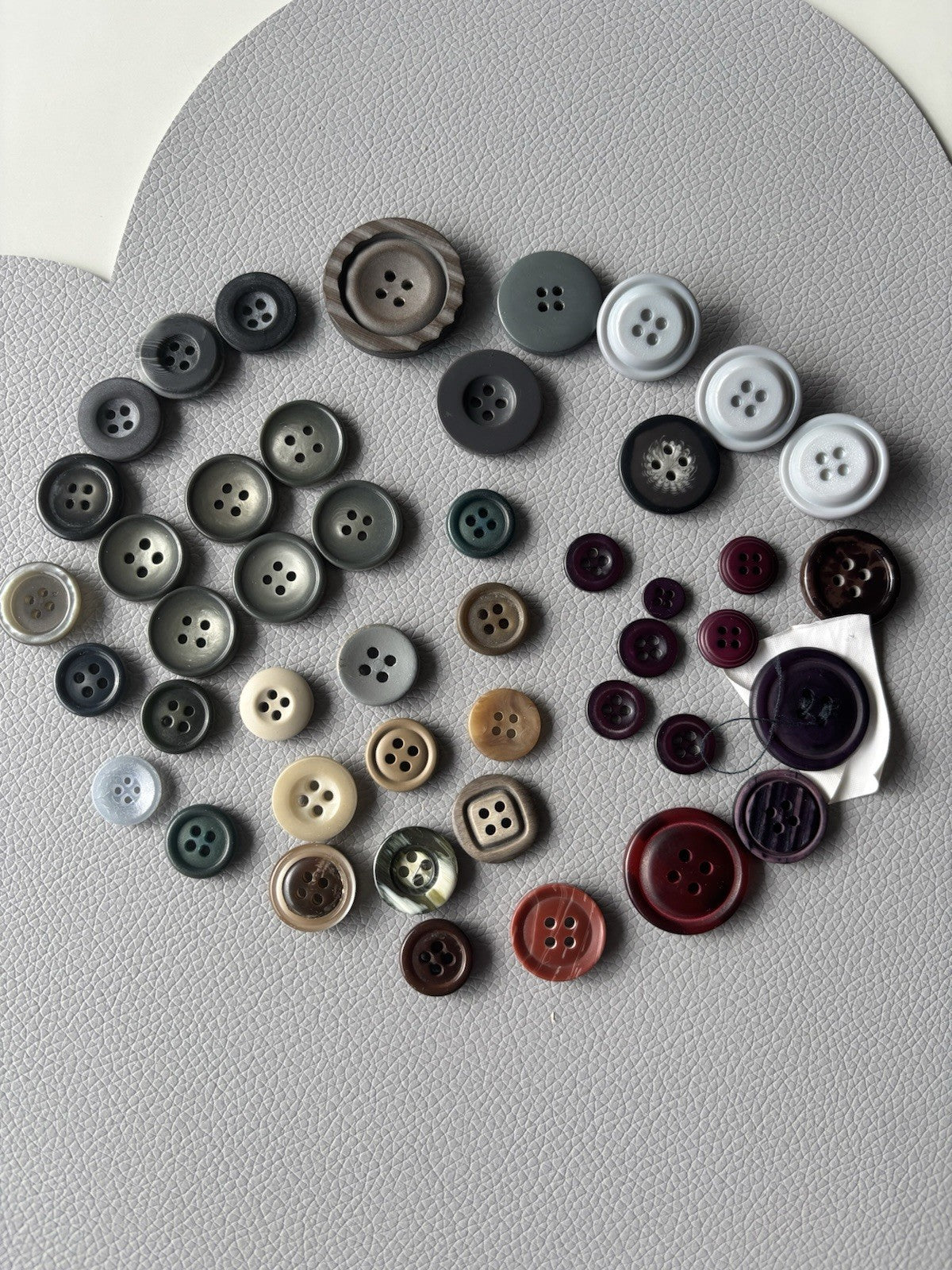 Vintage Button Collection 45 Lot Grey Blue Green Purple Red Grey Four Hole Small