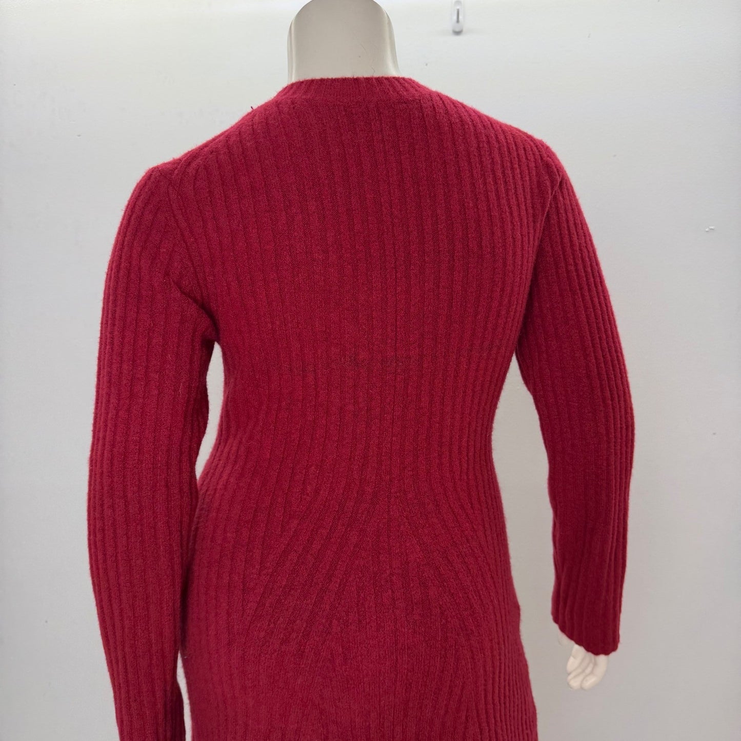 George Sweater Dress Red Ribbed Knit Long Sleeve Crew Neck Winter Cozy Large