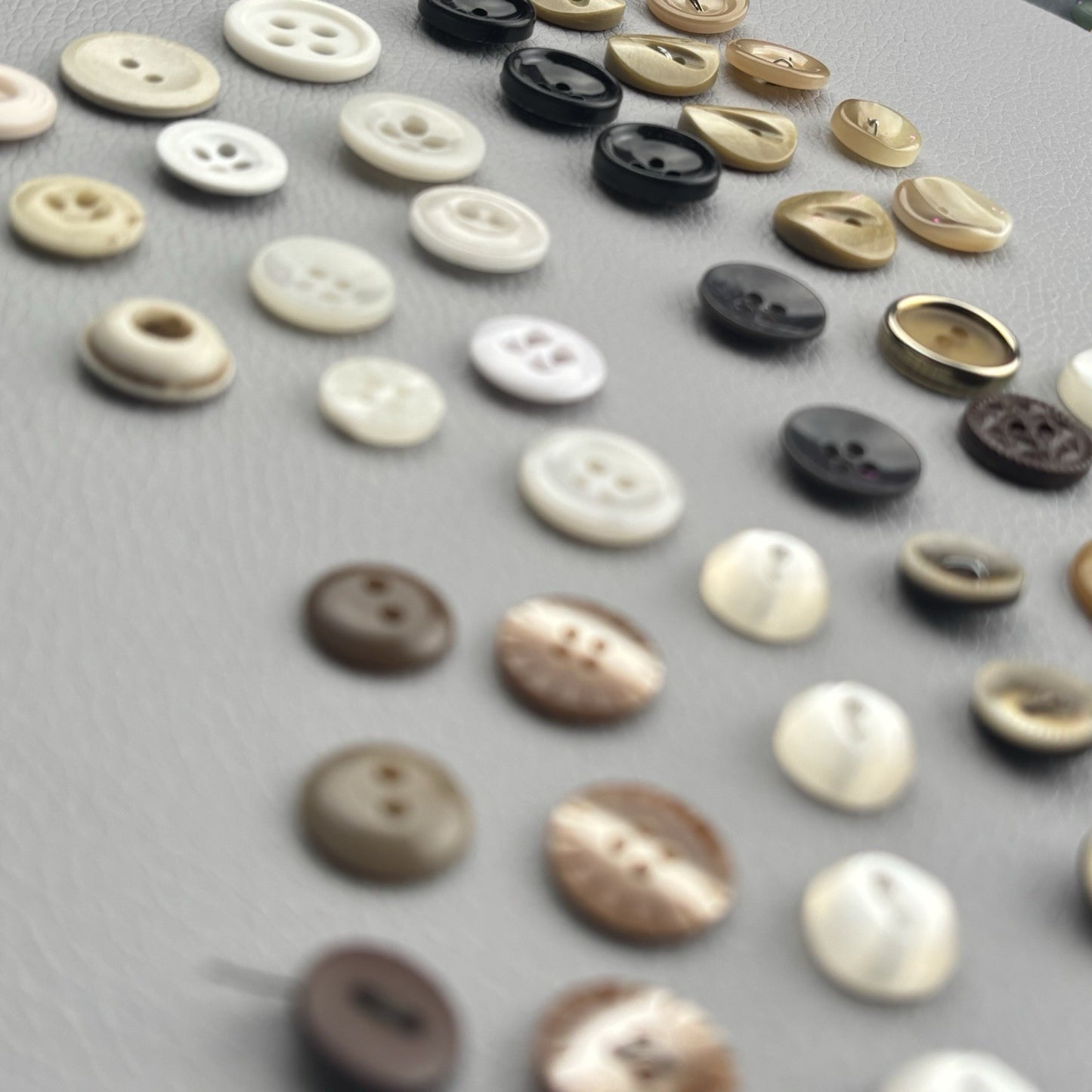 Vintage Button Lot Neutral Mix 50pcs | Shell, Casein, Plastic, Carved & Novelty