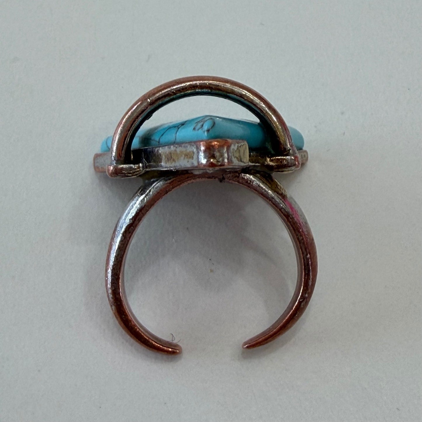 Turquoise Triangle Ring Geometric Bohemian Style Southwestern Statement  OS