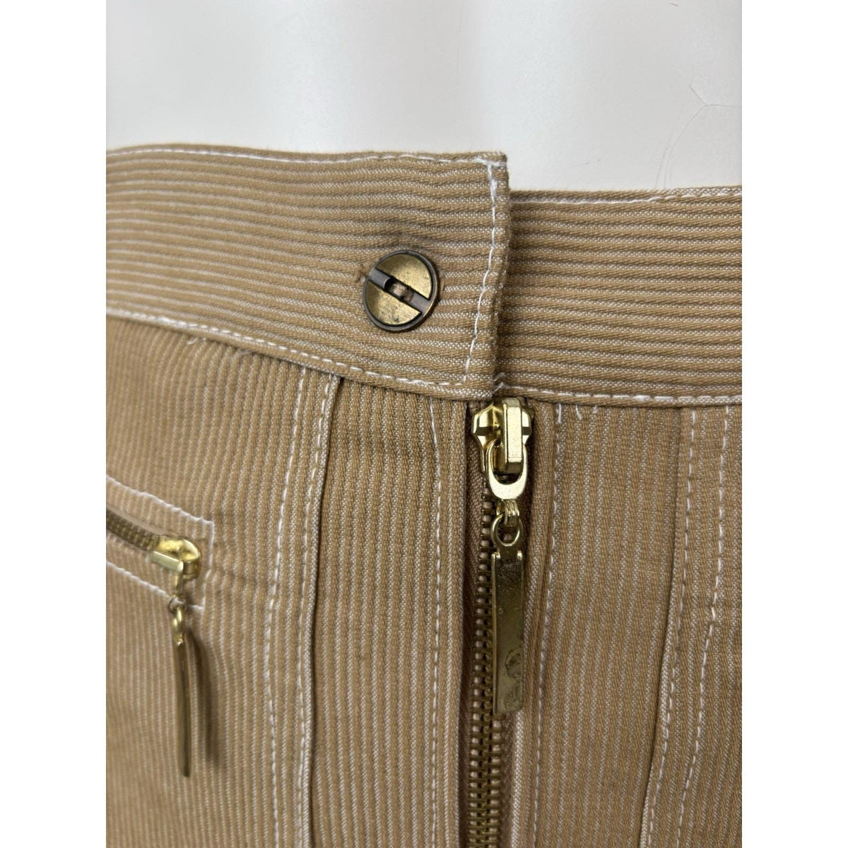 Vintage Escalade Paris Beige Pencil Skirt Front Zipper Office Siren Womens Small
