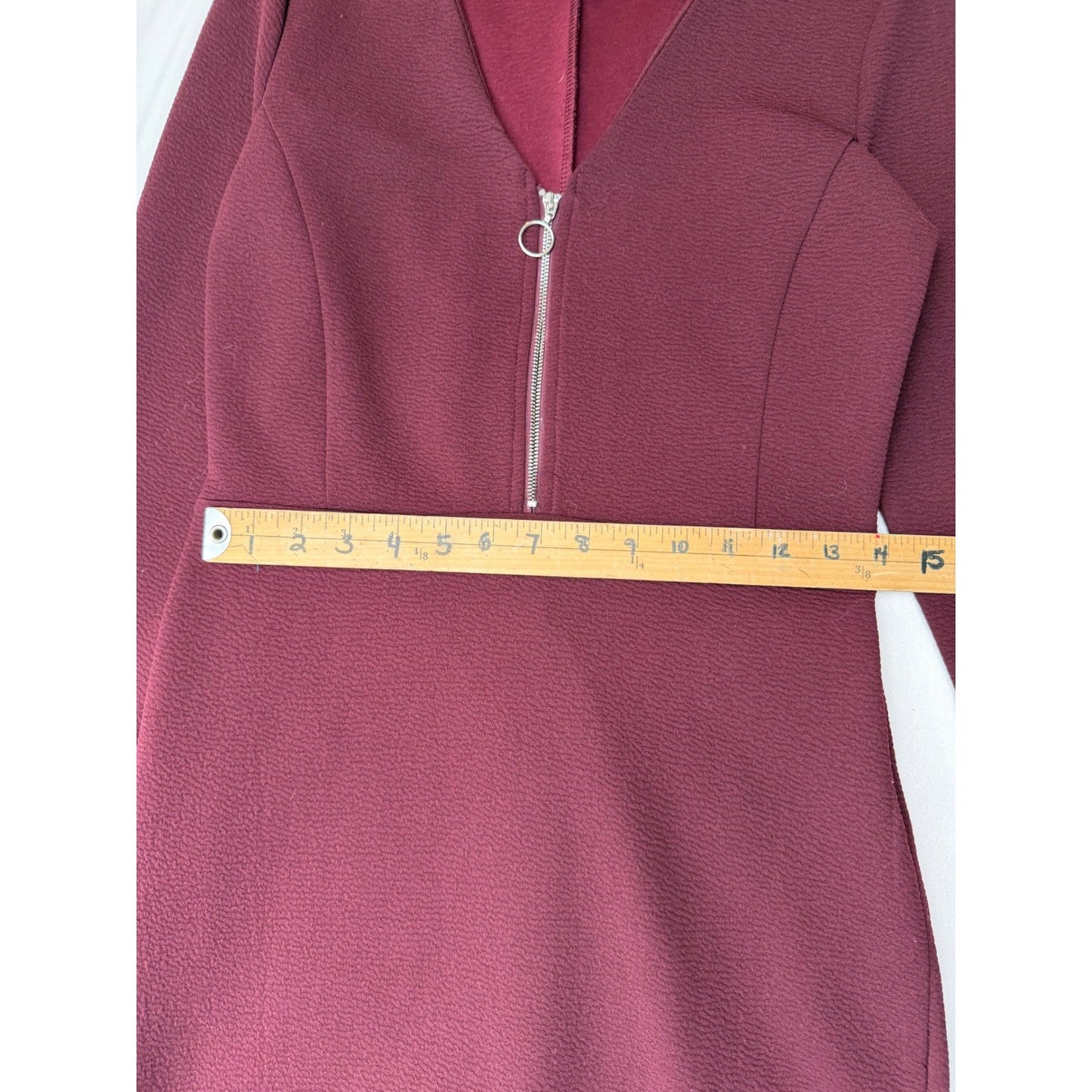 Dynamite Long Sleeve Mini Dress Burgundy Textured Bodycon Dark Academia Y2K M