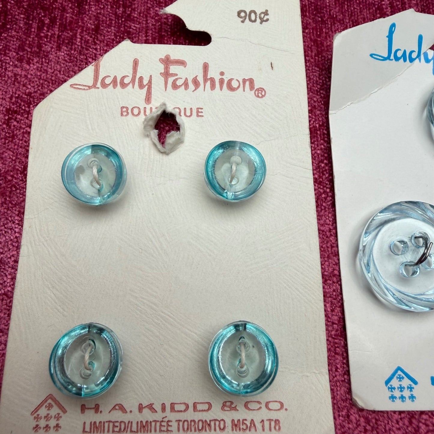 Lady Fashion Vintage Buttons Lot Pink Blue Swirl Pastel Retro Notions NIP 22pc