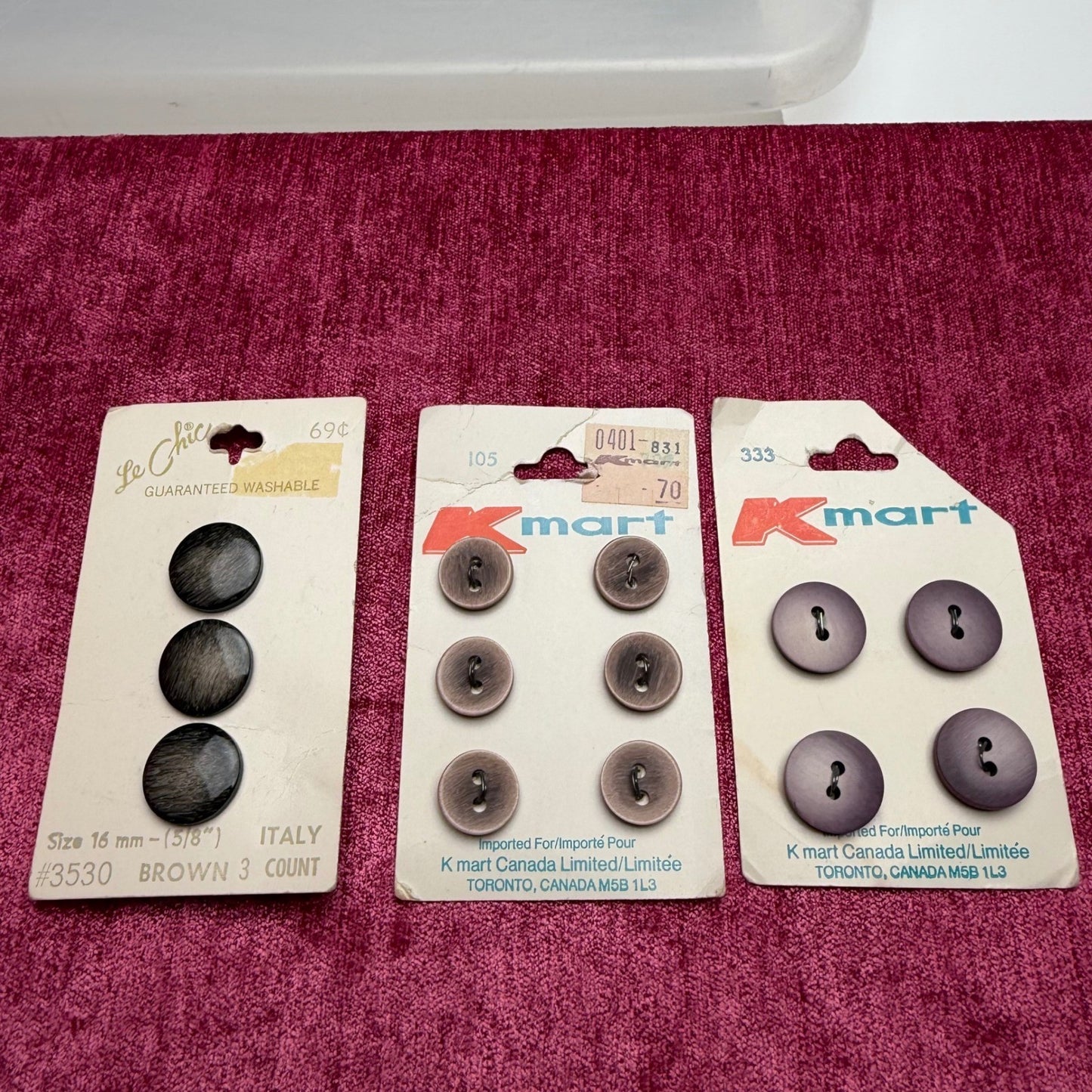 Le Chic Kmart Rare Vintage Buttons Lot 13 Count Wood Grain Italy Retro Sewing