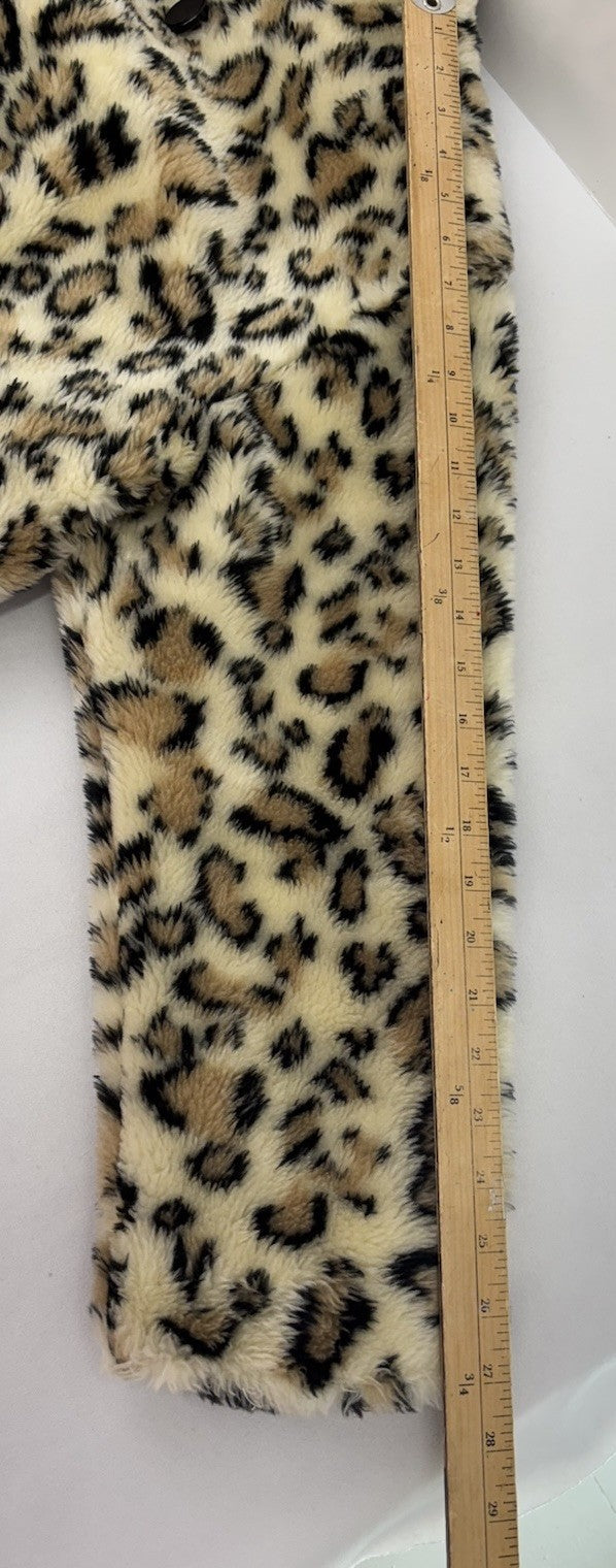 Princess Leopard Print Faux Fur Women's  Winter Coat sz Large Mob Wife Esthetic