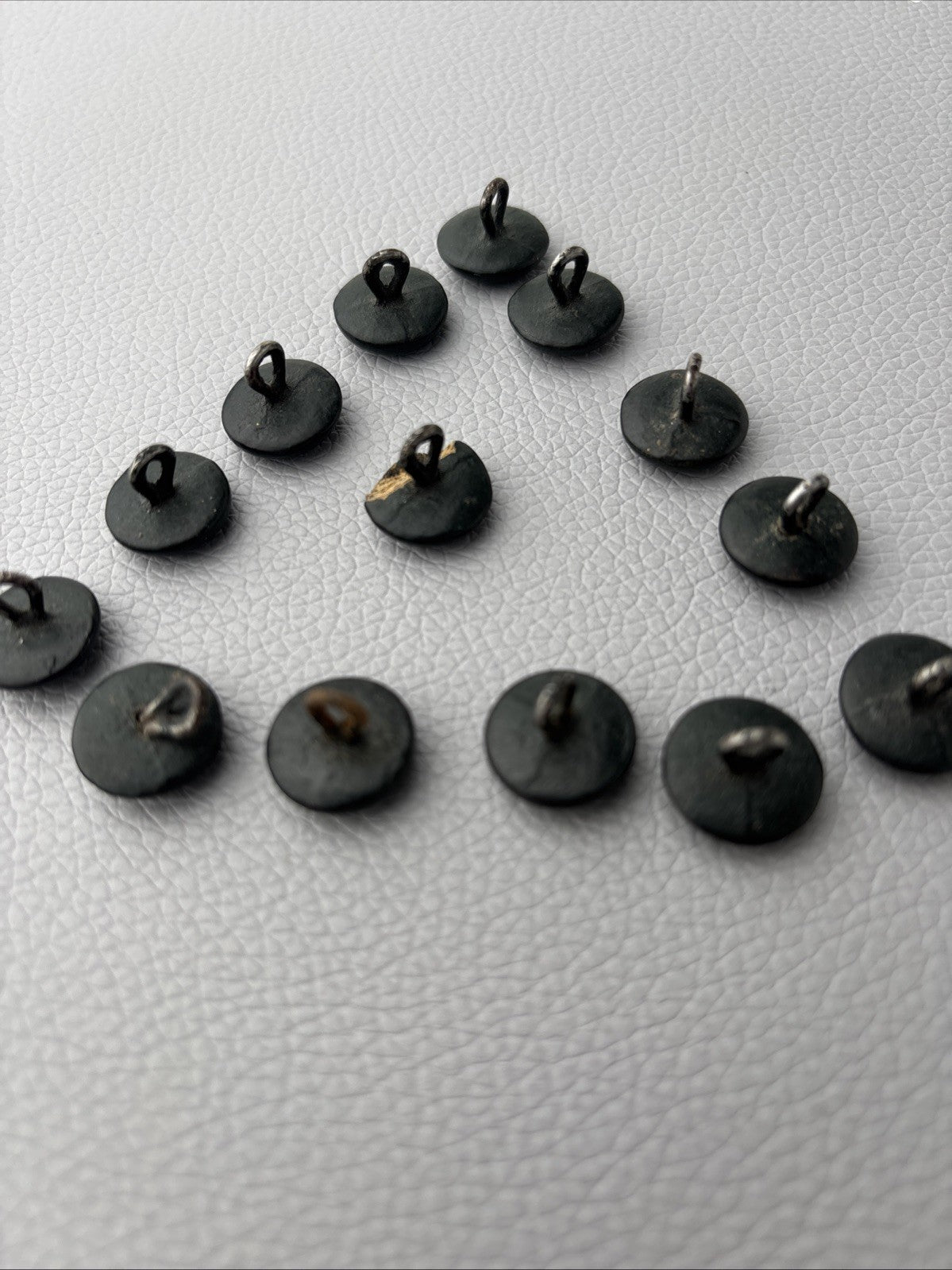 Victorian Black Mourning Buttons Set Papier Mâché Metal Shank Antique Rare Lot
