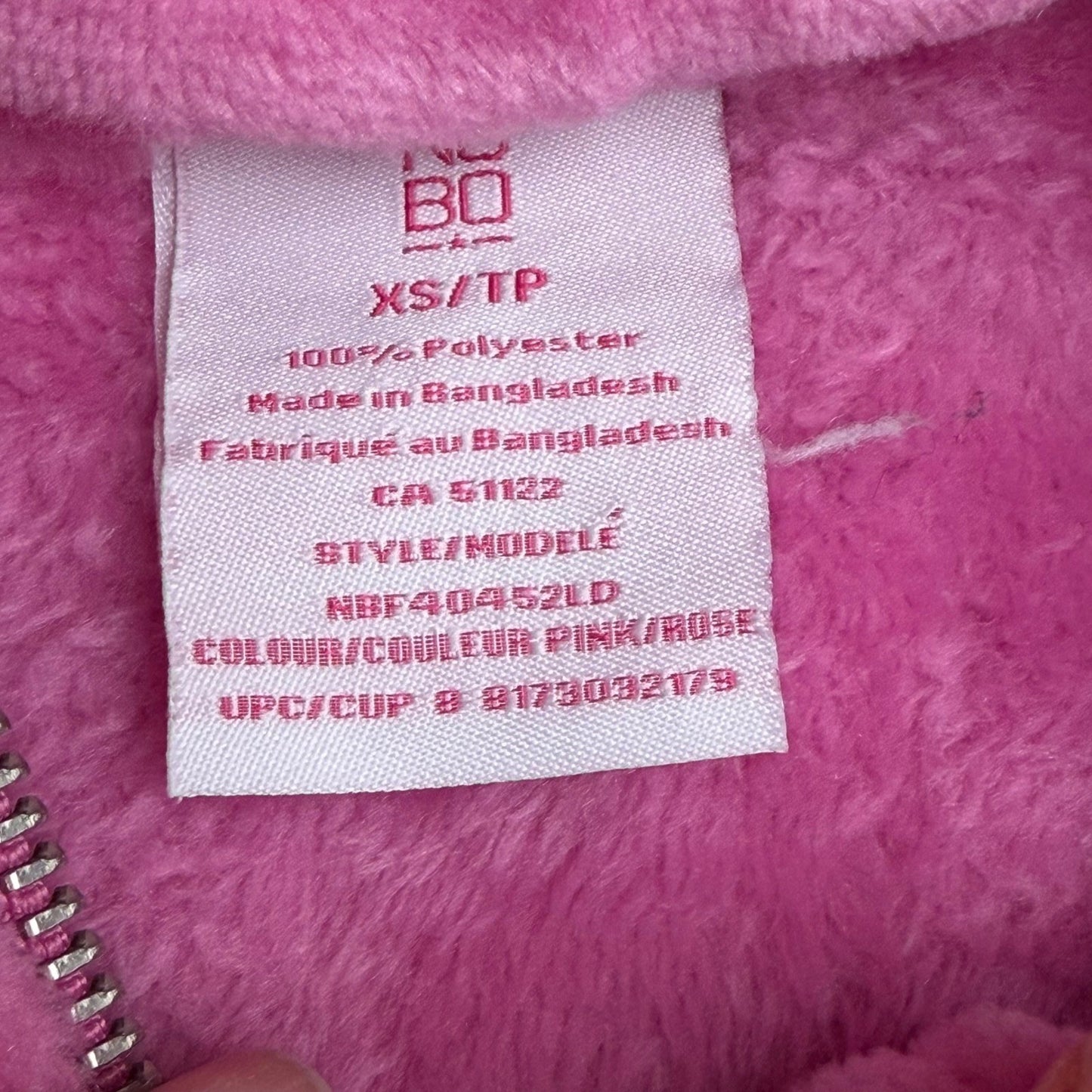 NOBO Pink Heart Pullover Plush Fleece Cropped Quarter Zip XS princesscore Y2K