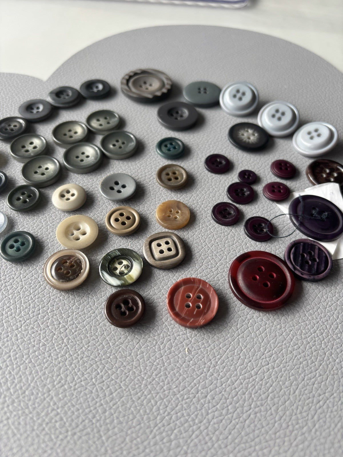 Vintage Button Collection 45 Lot Grey Blue Green Purple Red Grey Four Hole Small