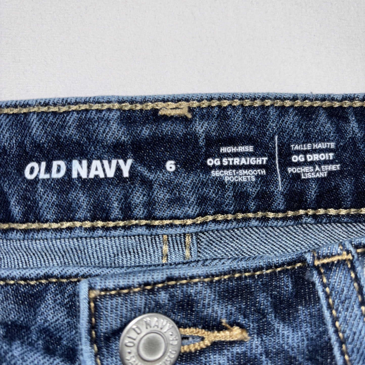 Old Navy Dark Blue Size 6 High Rise OG Straight Leg Jeans Secret Smooth Pockets