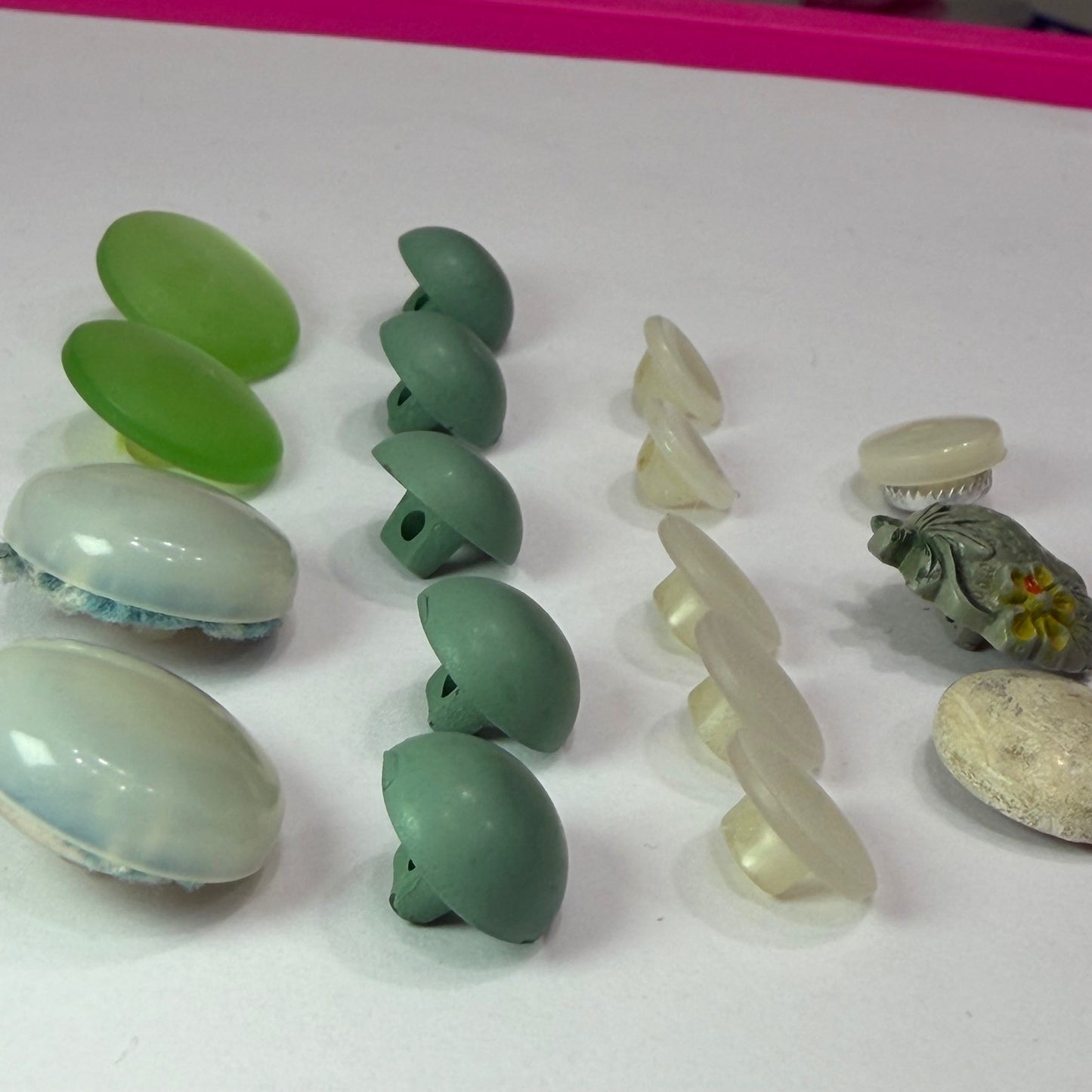 Vintage White Button Lot Mixed Size Shank Buttons Early Plastic Milk Glass Sew