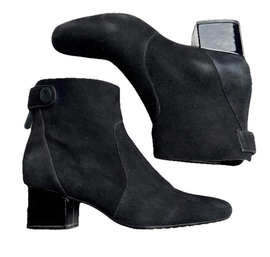 Bandolino Ankle Boots Women’s Size 8.5 Black Patent Block Heel Snap Closure
