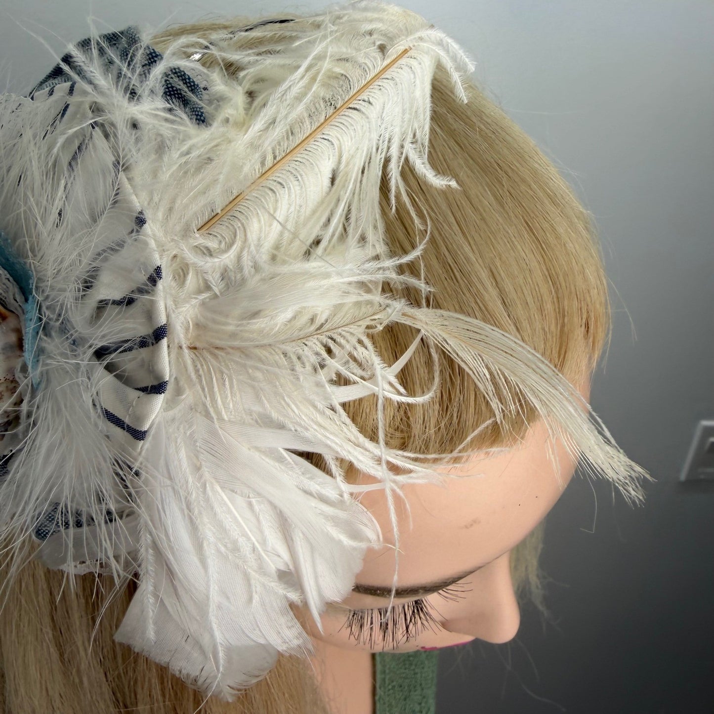 Handmade Nautical Fascinator Headband Seashell Pearl Lace Mermaidcore Blue OS