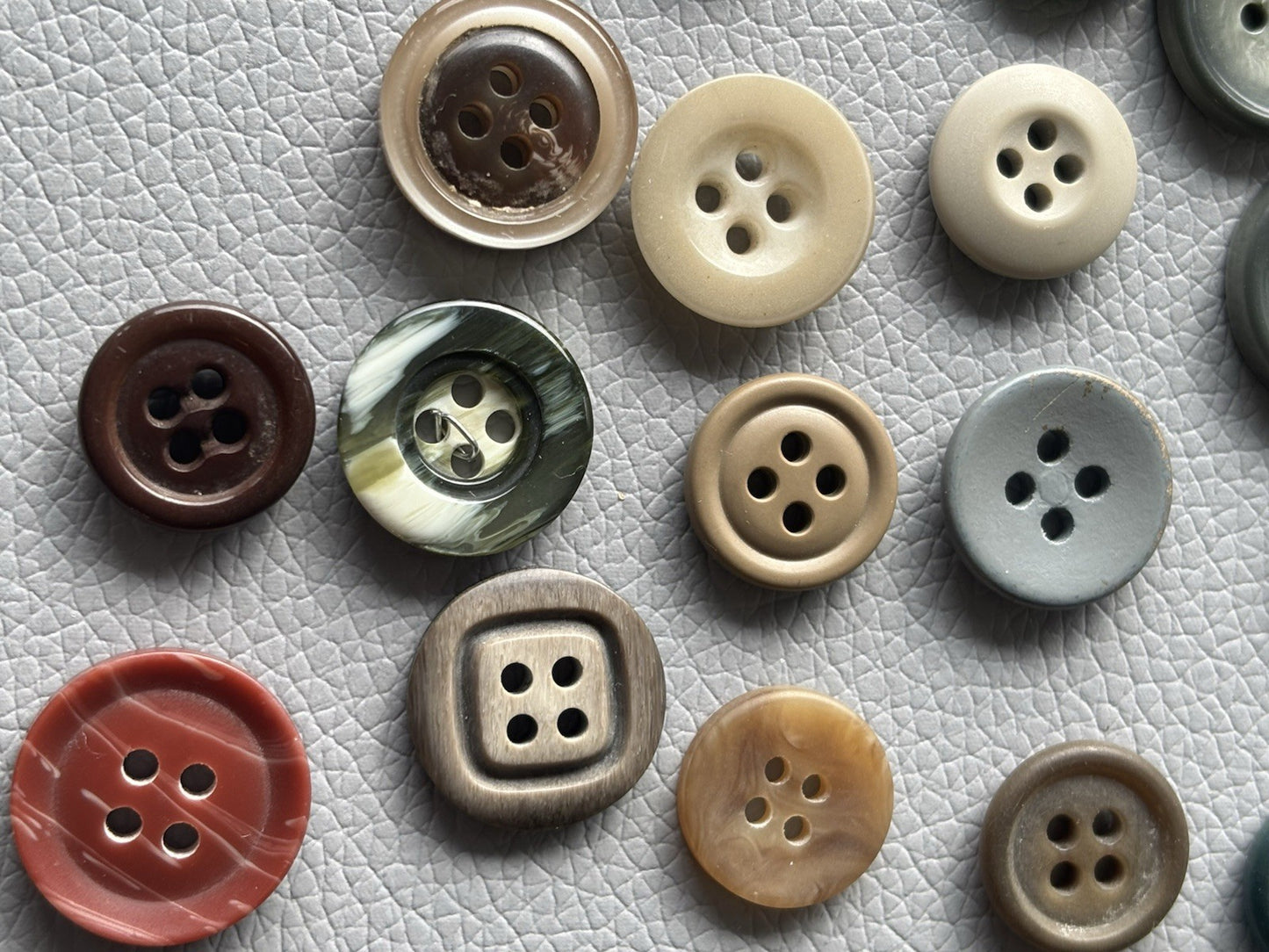 Vintage Button Collection 45 Lot Grey Blue Green Purple Red Grey Four Hole Small