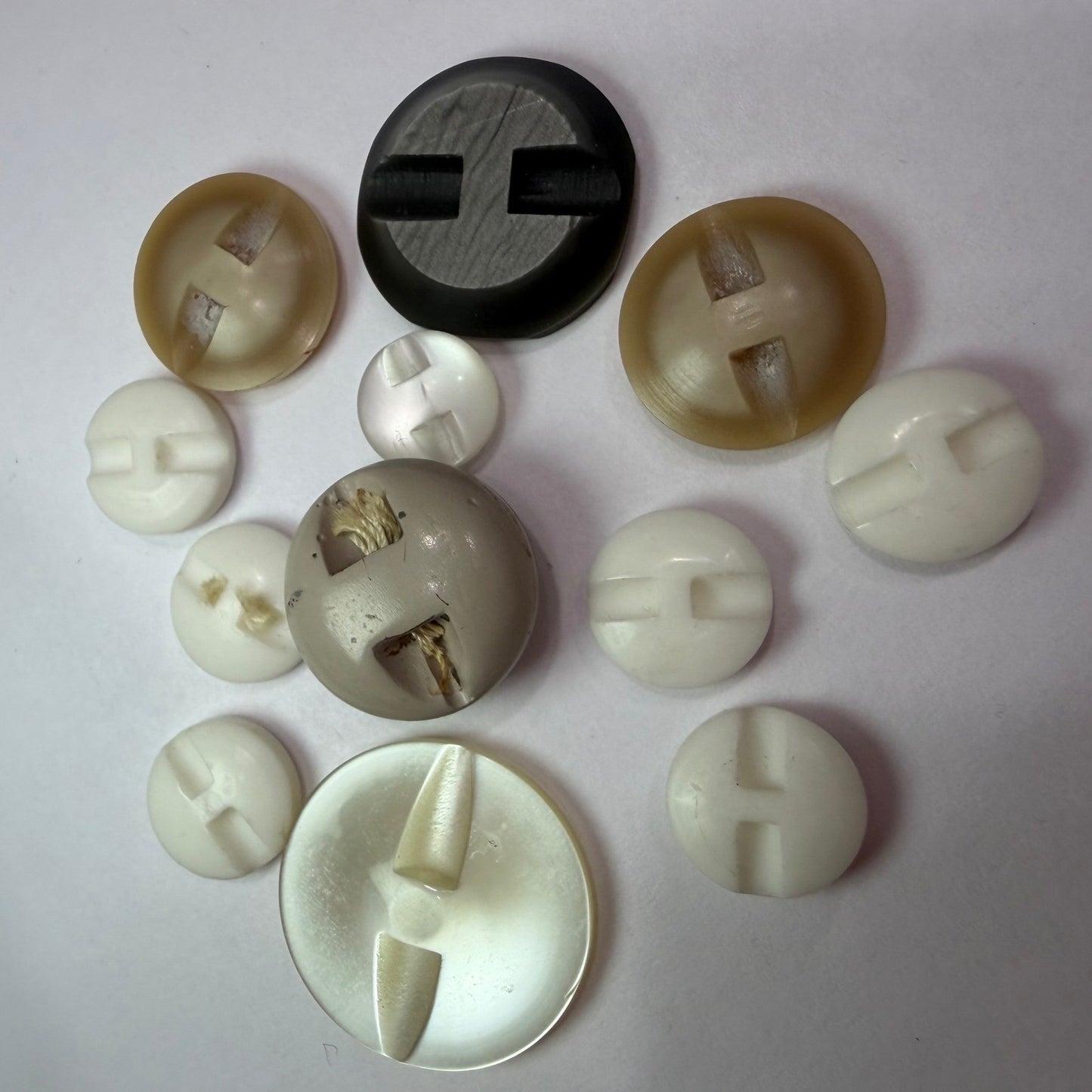 Vintage Button Lot Neutral Tones Shank Buttons Coat Replacement Sewing Supplies
