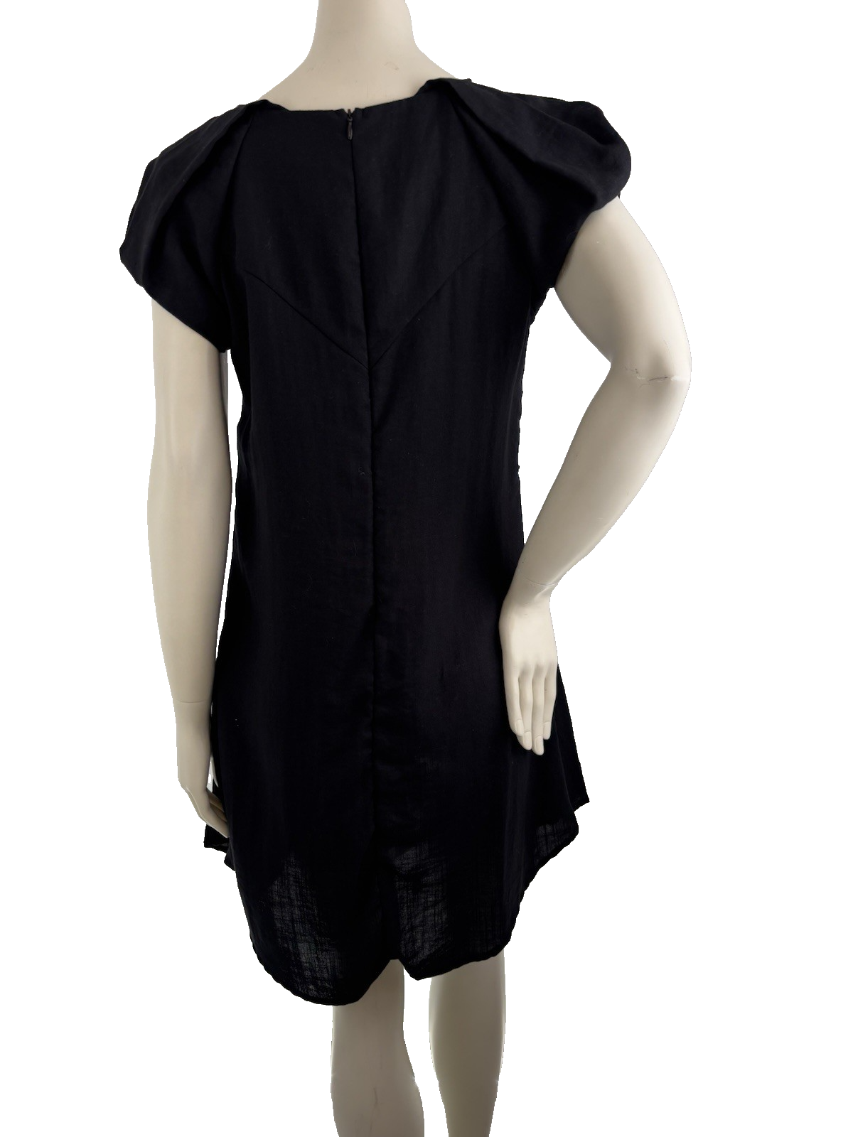 Covet Black Shift Dress Women’s M Pleated Cap Sleeve Minimalist Tunic