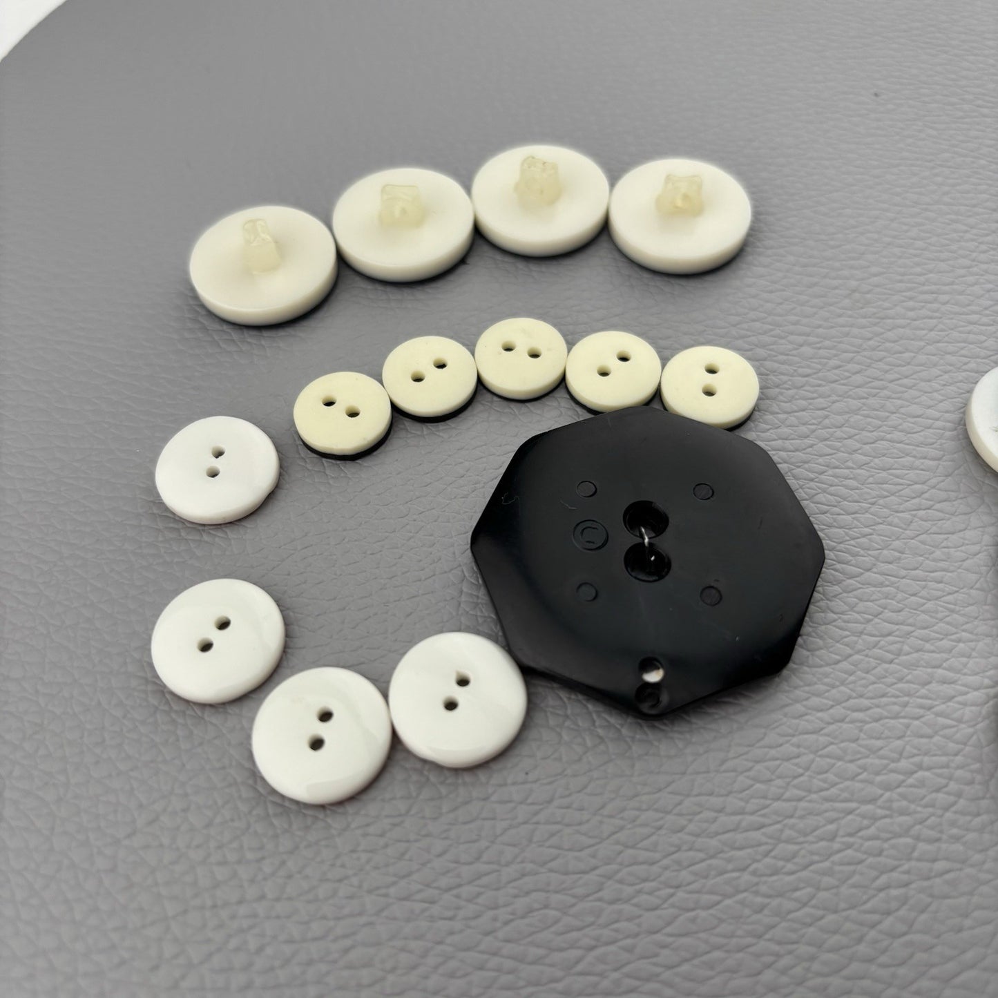Black White Orange Button Lot ~ 35pc Plastic Sewing Craft Supply Mixed Set