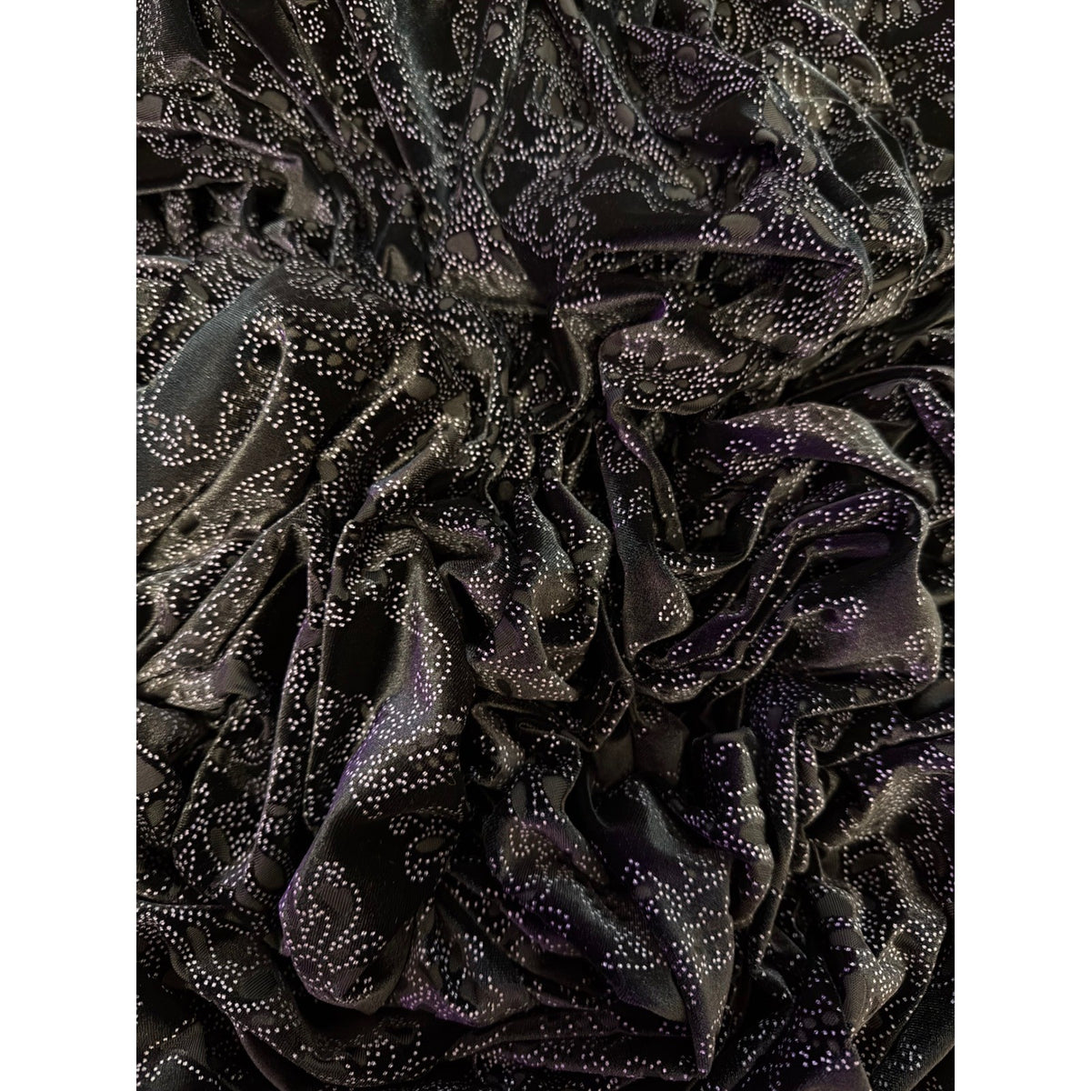 Black Velvet Fabric 66"/60" Stretch Silver Glitter Damask Floral Sheer Sewing