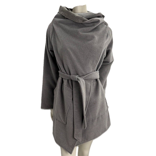Pink Martini Grey Wrap Coat Belted Asymmetrical Minimalist Soft Jacket Womens S
