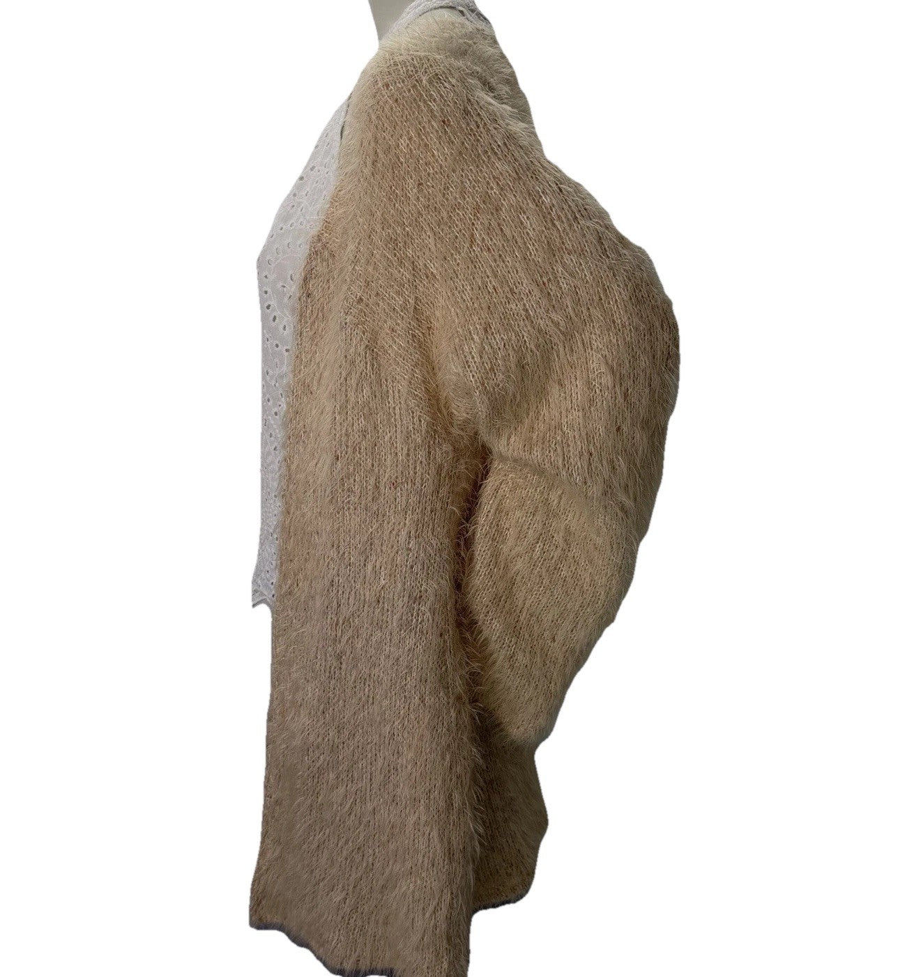 Some Days Lovin Fuzzy Pink Cardigan Eyelash Open Front Sweater  Women’s Small