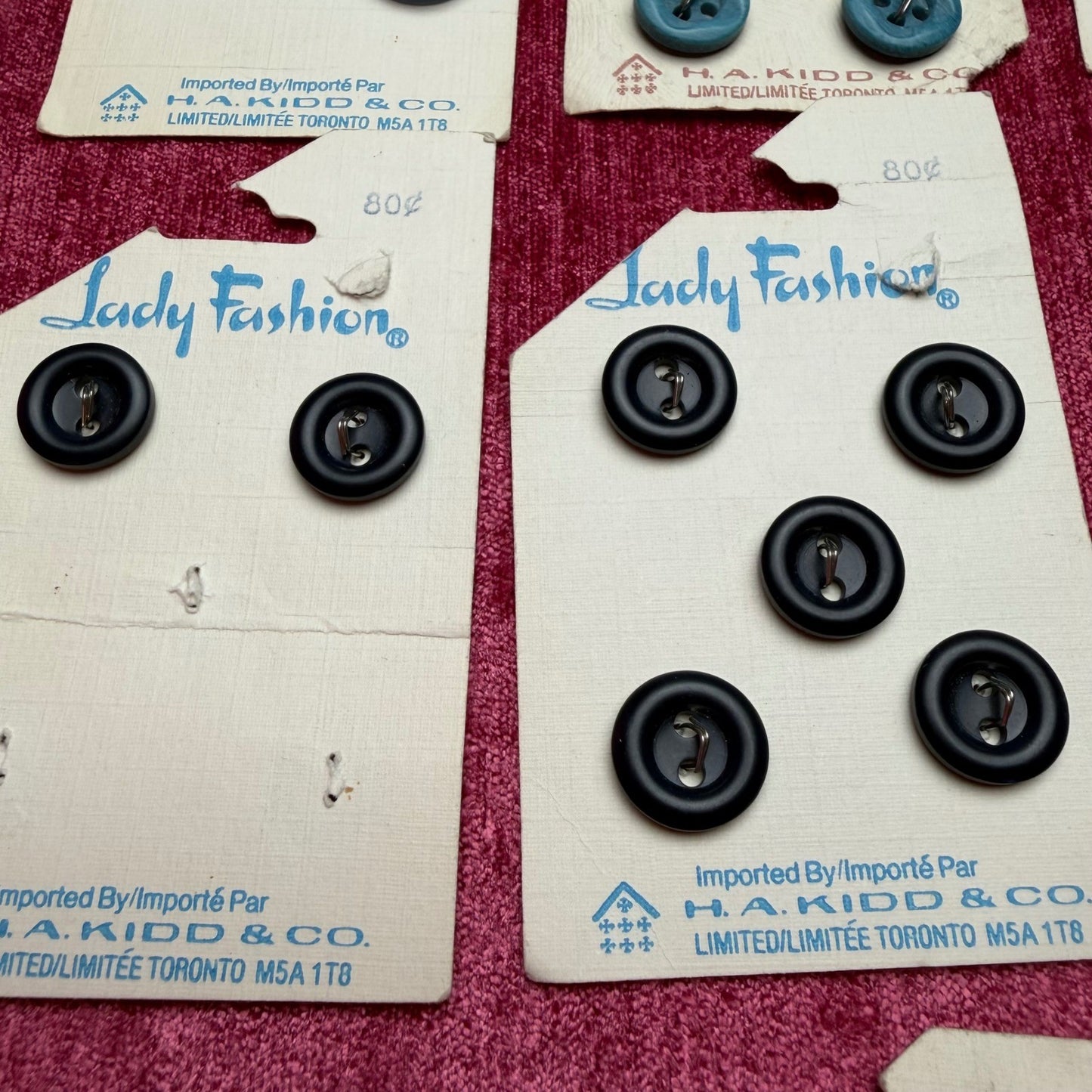 Lady Fashion Vintage Buttons Lot H.A. Kidd & Co Retro Sewing Notions Mixed Cards