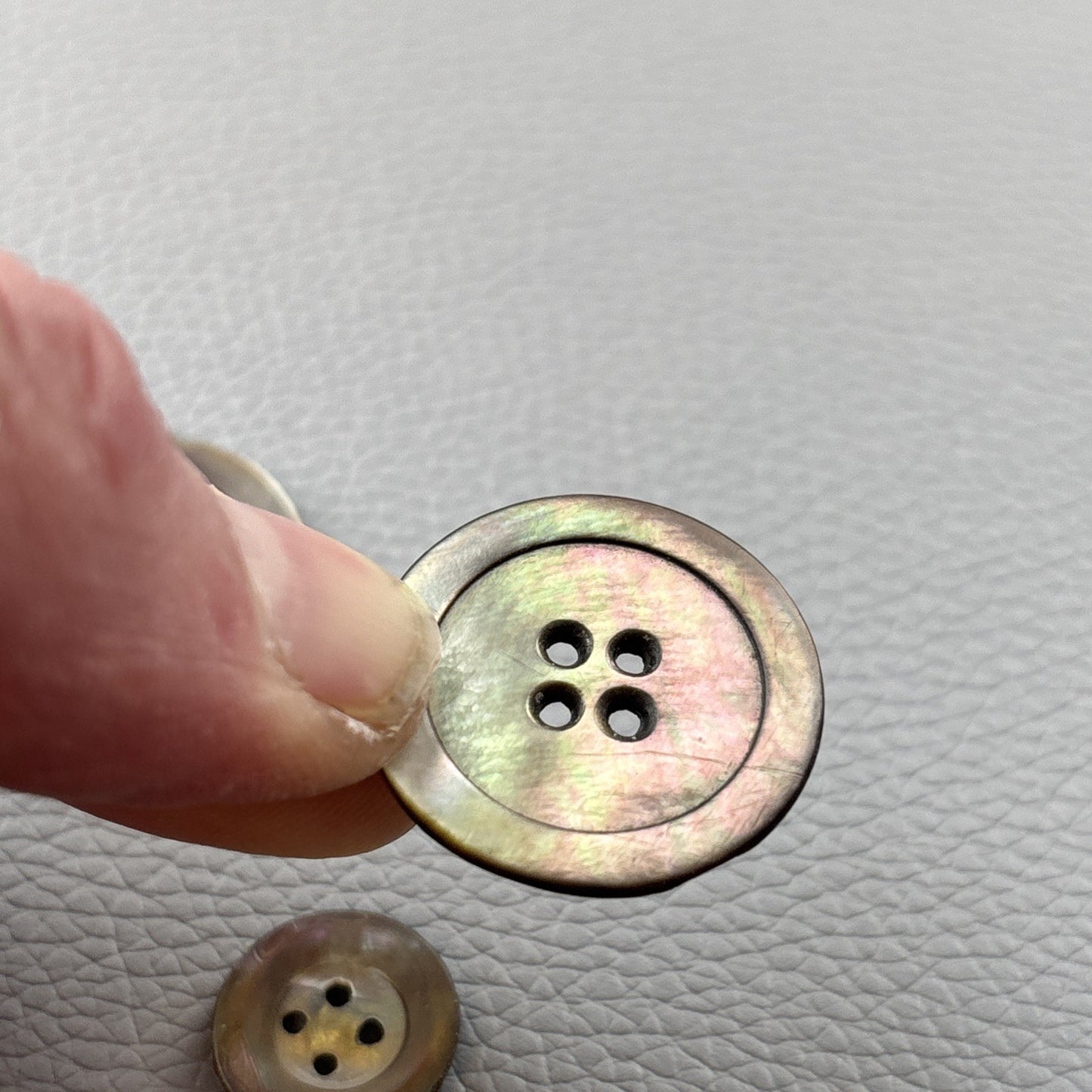 Vintage Mother Of Pearl Buttons. Lot Of 11 Two Hole And Four Hole Round Buttons