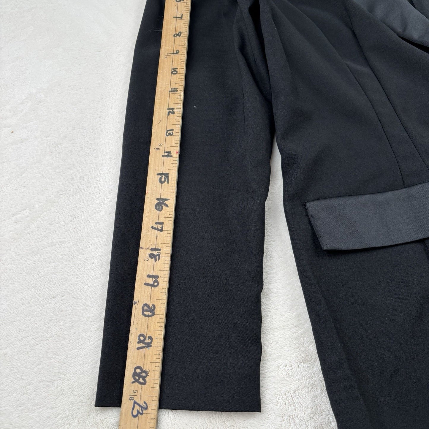 Alyn Paige Black Satin Trim Blazer Womens 13/14 Single Button Tuxedo Style Jacky