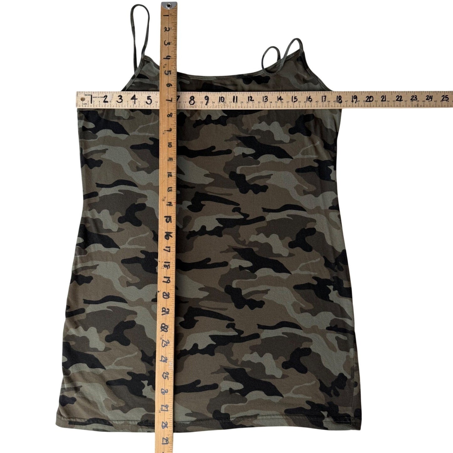 George Camisole Tank Top Camo Print Stretch Cotton Utility Gorpcore Longline XL