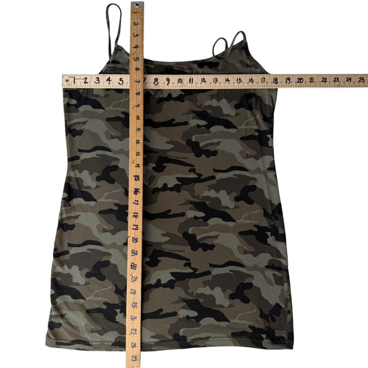 George Camisole Tank Top Camo Print Stretch Cotton Utility Gorpcore Longline XL